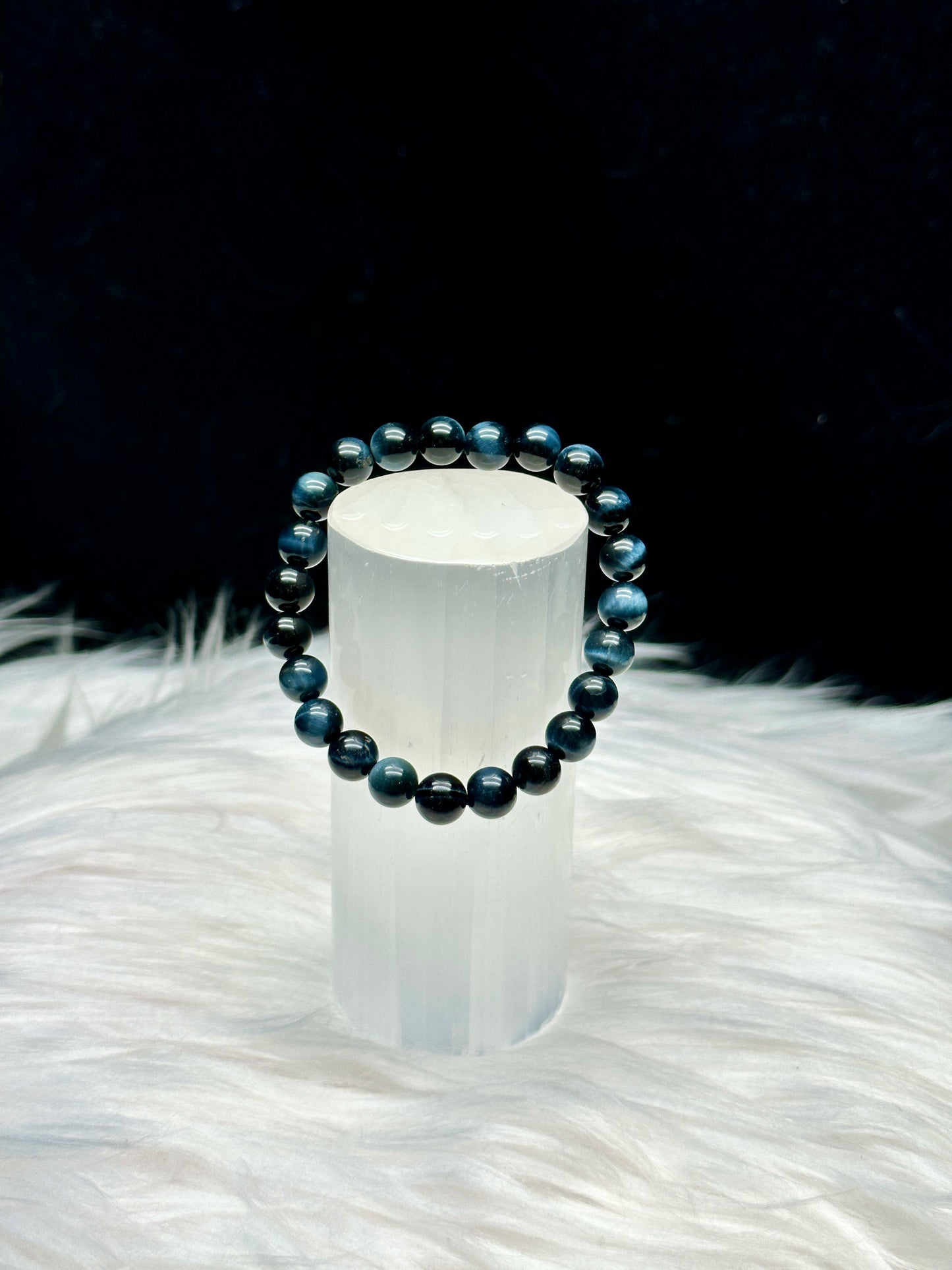 Enhance Your Aura with High-Quality Blue Tiger's Eye Crystal Bracelet - 8mm Bead Size, Healing Energy Infused