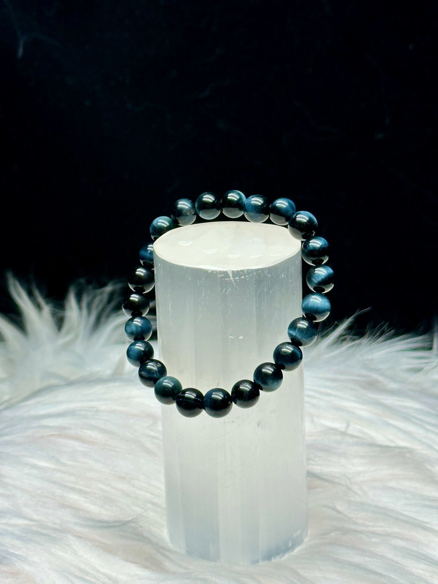 Enhance Your Aura with High-Quality Blue Tiger's Eye Crystal Bracelet - 8mm Bead Size, Healing Energy Infused