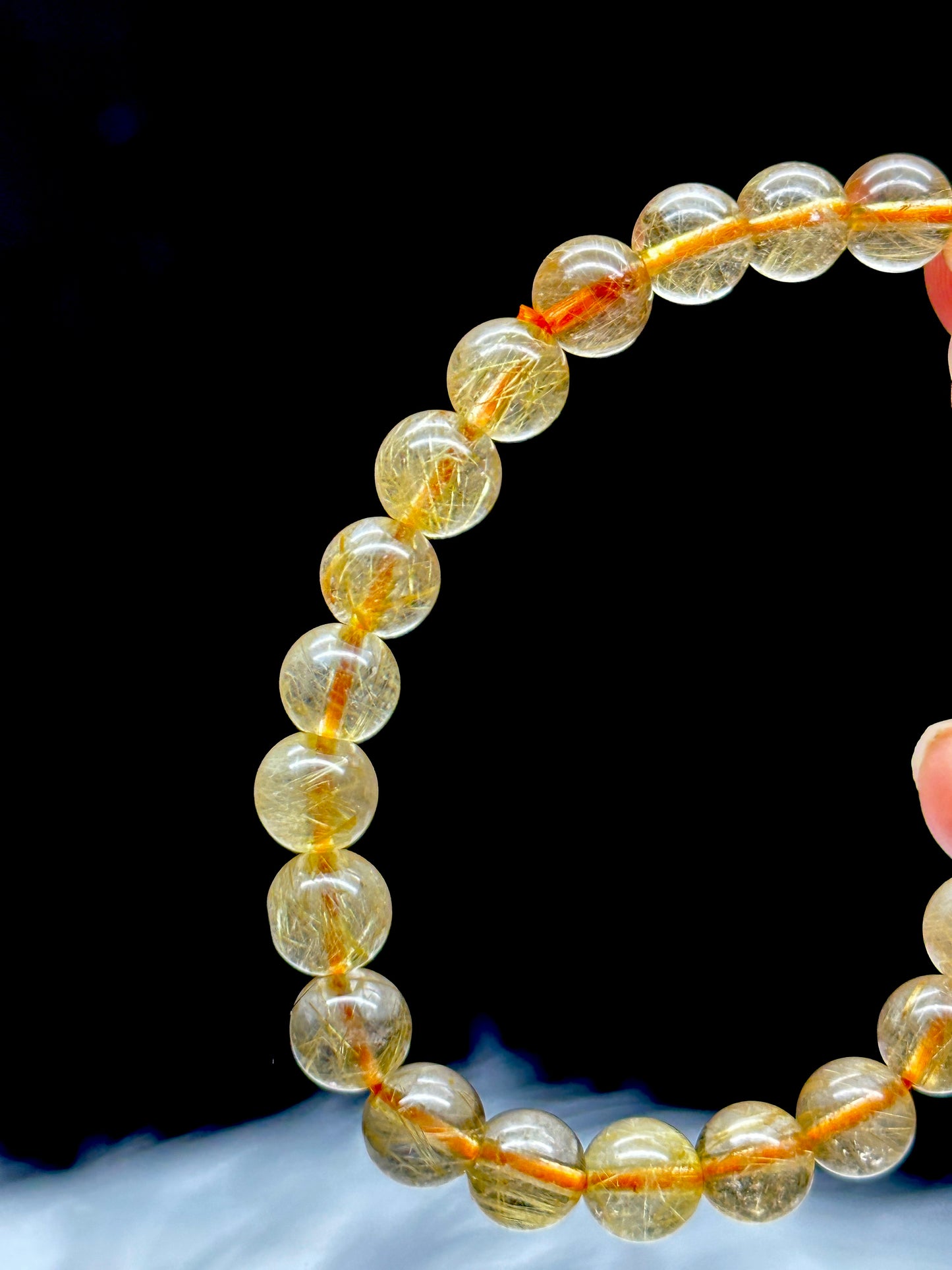 Gold Rutile Quartz Crystal Bracelet - 7.5mm Bead Size