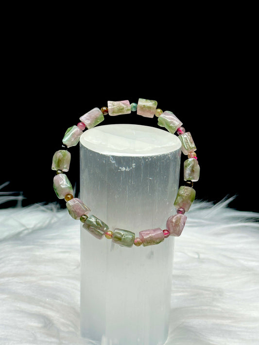 High-Quality Watermelon Tourmaline Crystal Bracelet - Experience Healing Energy