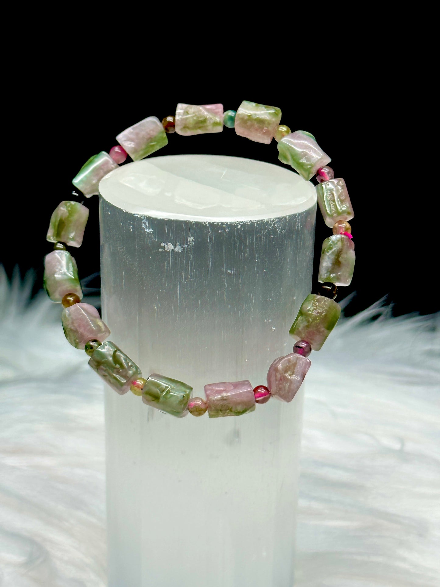 High-Quality Watermelon Tourmaline Crystal Bracelet - Experience Healing Energy