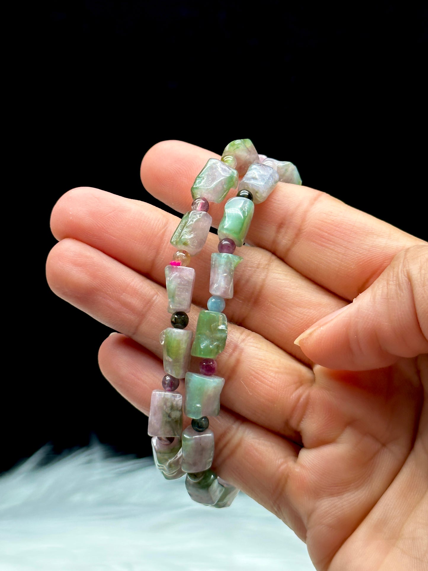 High-Quality Watermelon Tourmaline Crystal Bracelet - Experience Healing Energy