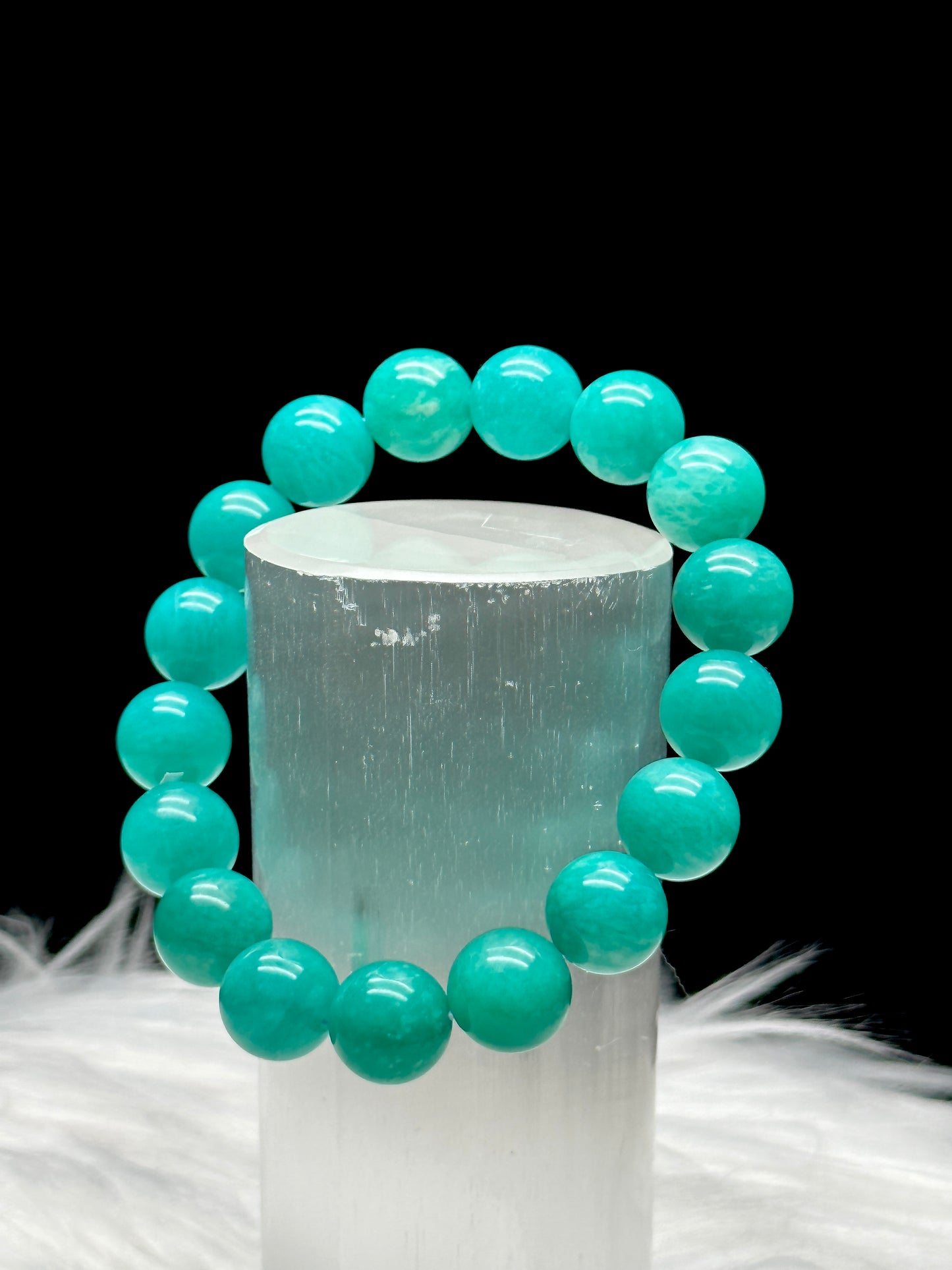 High-Quality Amazonite Crystal Bracelet - 12mm Round Beads