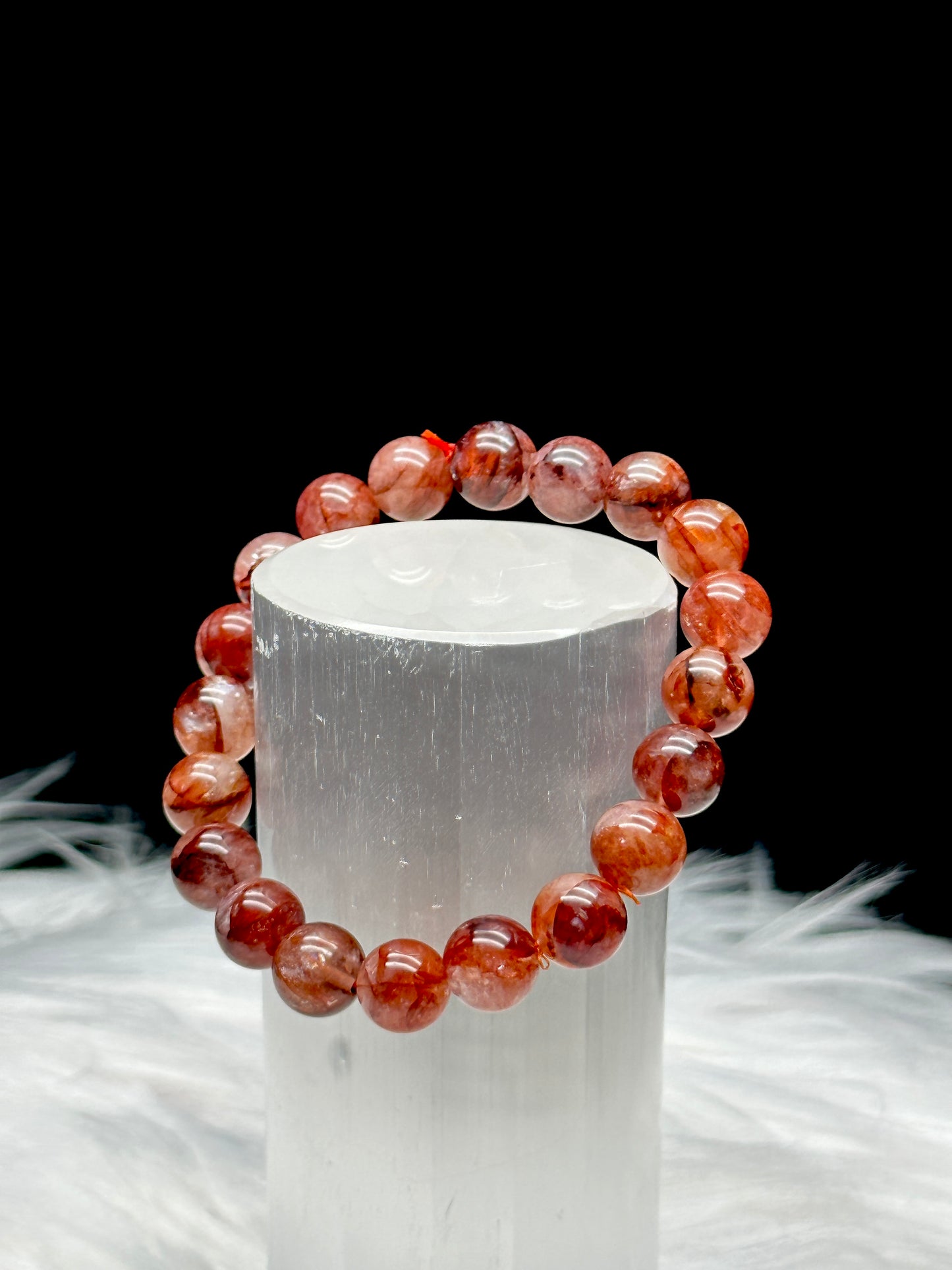 High-Quality Fire Quartz Crystal Bracelet - 9mm Round Bead