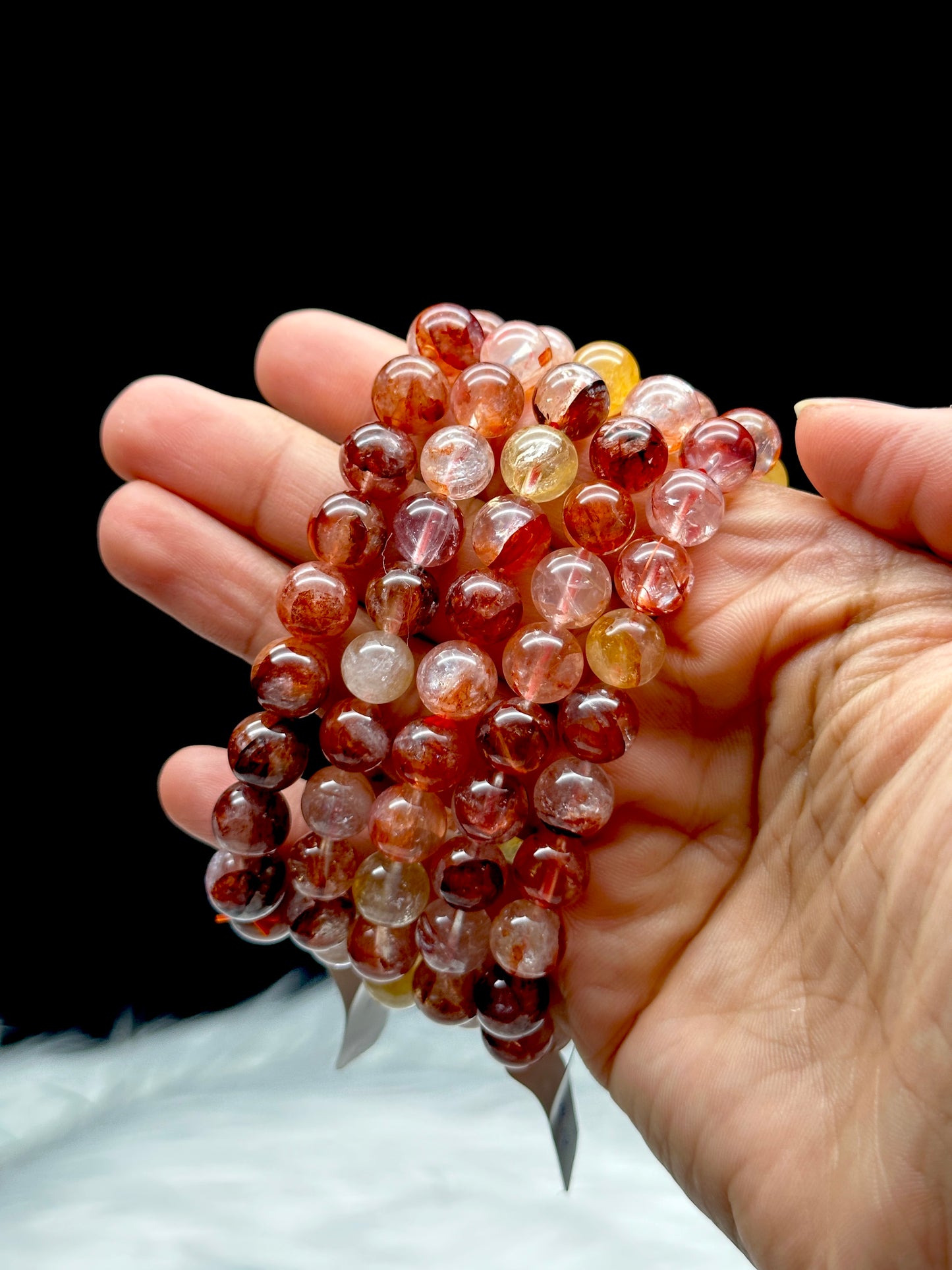 High-Quality Fire Quartz Crystal Bracelet - 9mm Round Bead