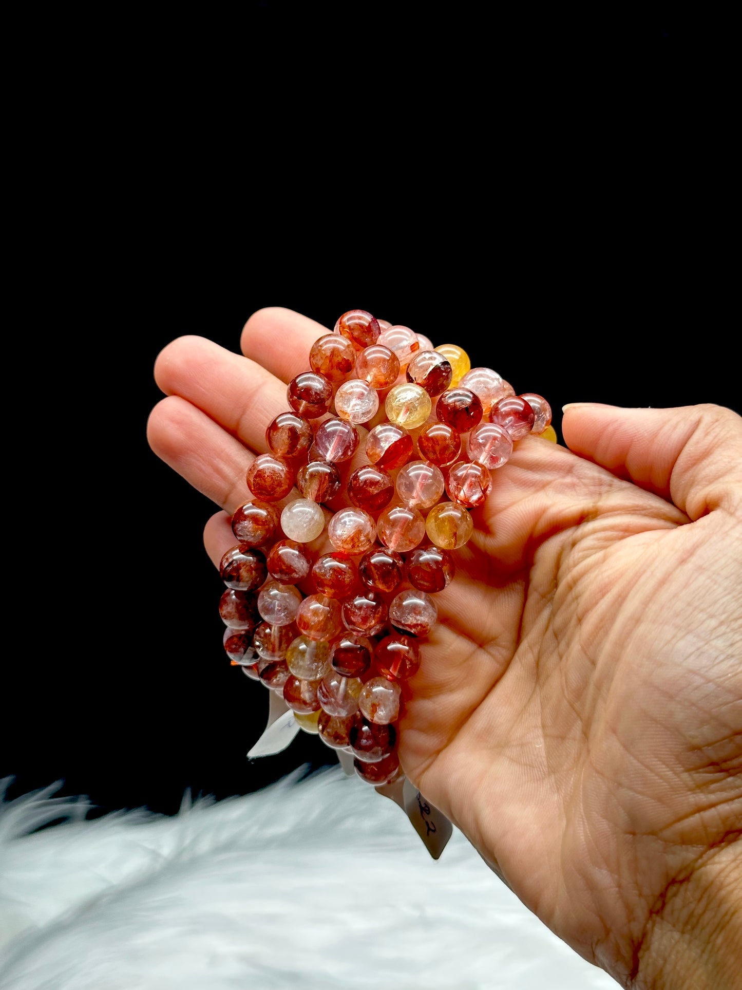 High-Quality Fire Quartz Crystal Bracelet - 9mm Round Bead