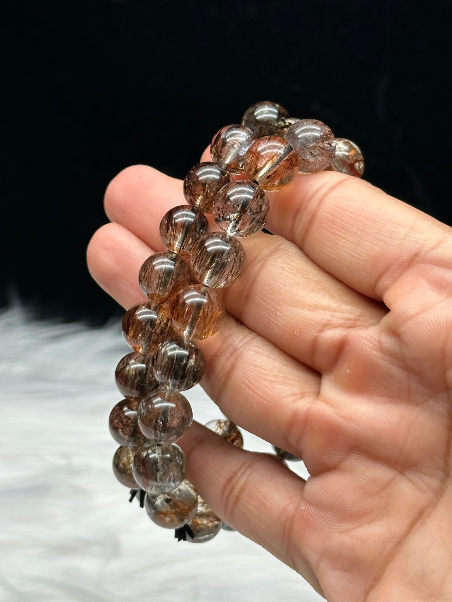 Discover the Power of Rare Rutilated Quartz Crystal with Our Exquisite Bracelet - 10mm Bead Size