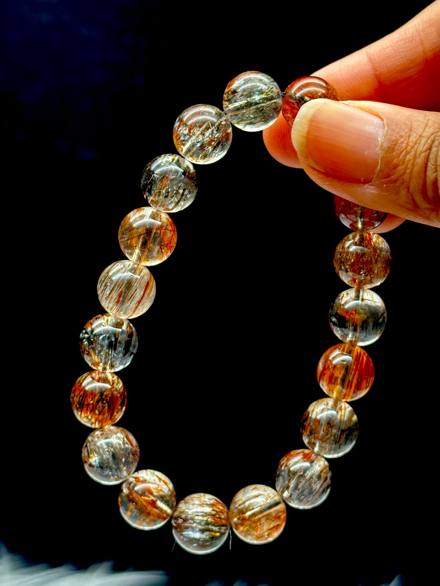 Discover the Power of Rare Rutilated Quartz Crystal with Our Exquisite Bracelet - 10mm Bead Size