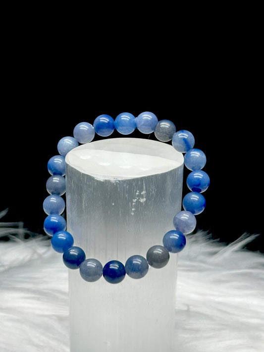 Blue Aventurine Crystal Bracelet  - 8.6mm Bead Size, Harness the Healing Energies