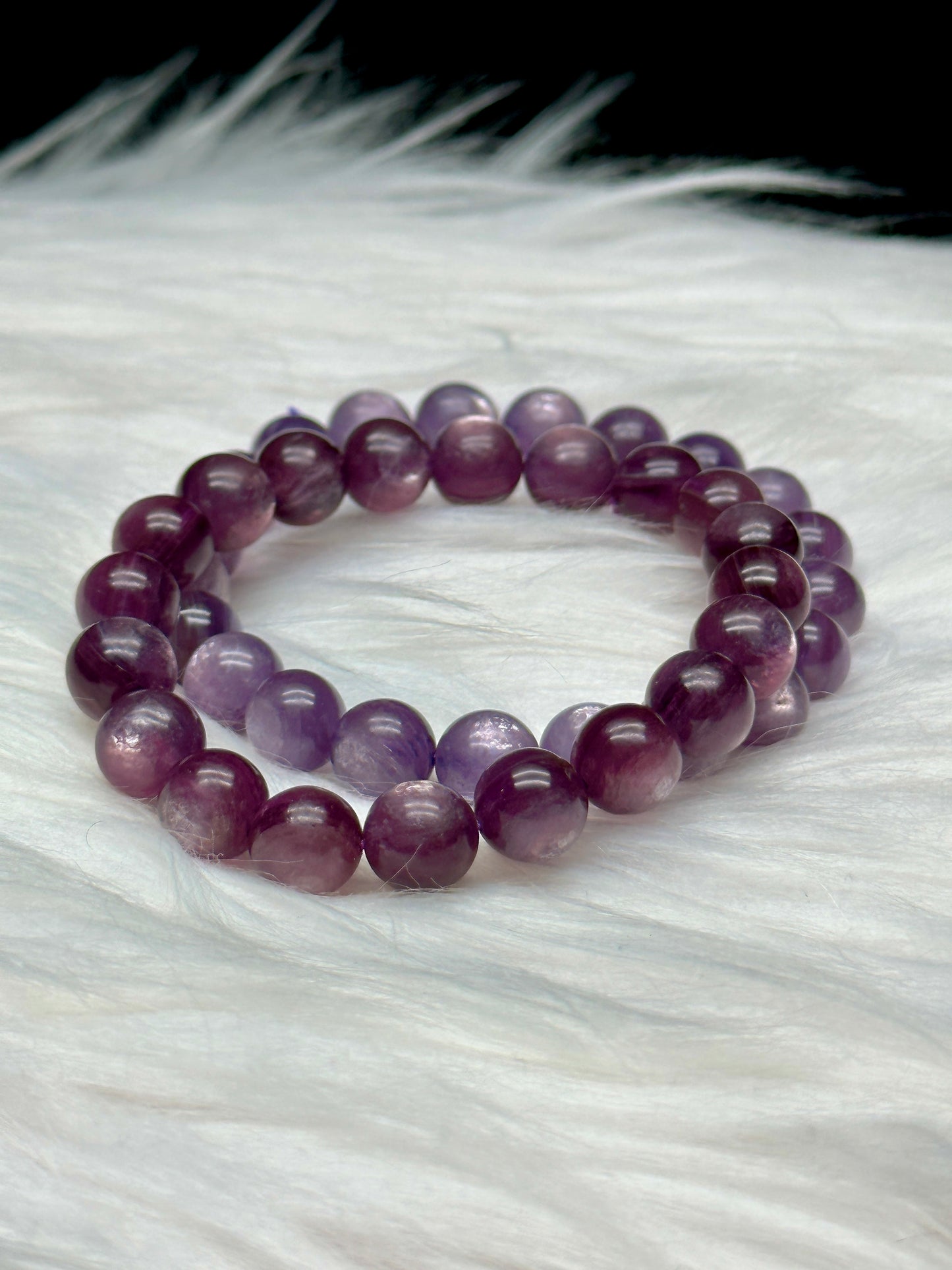 Gem Lepidolite Crystal Bracelet - 9.4 mm Bead Size