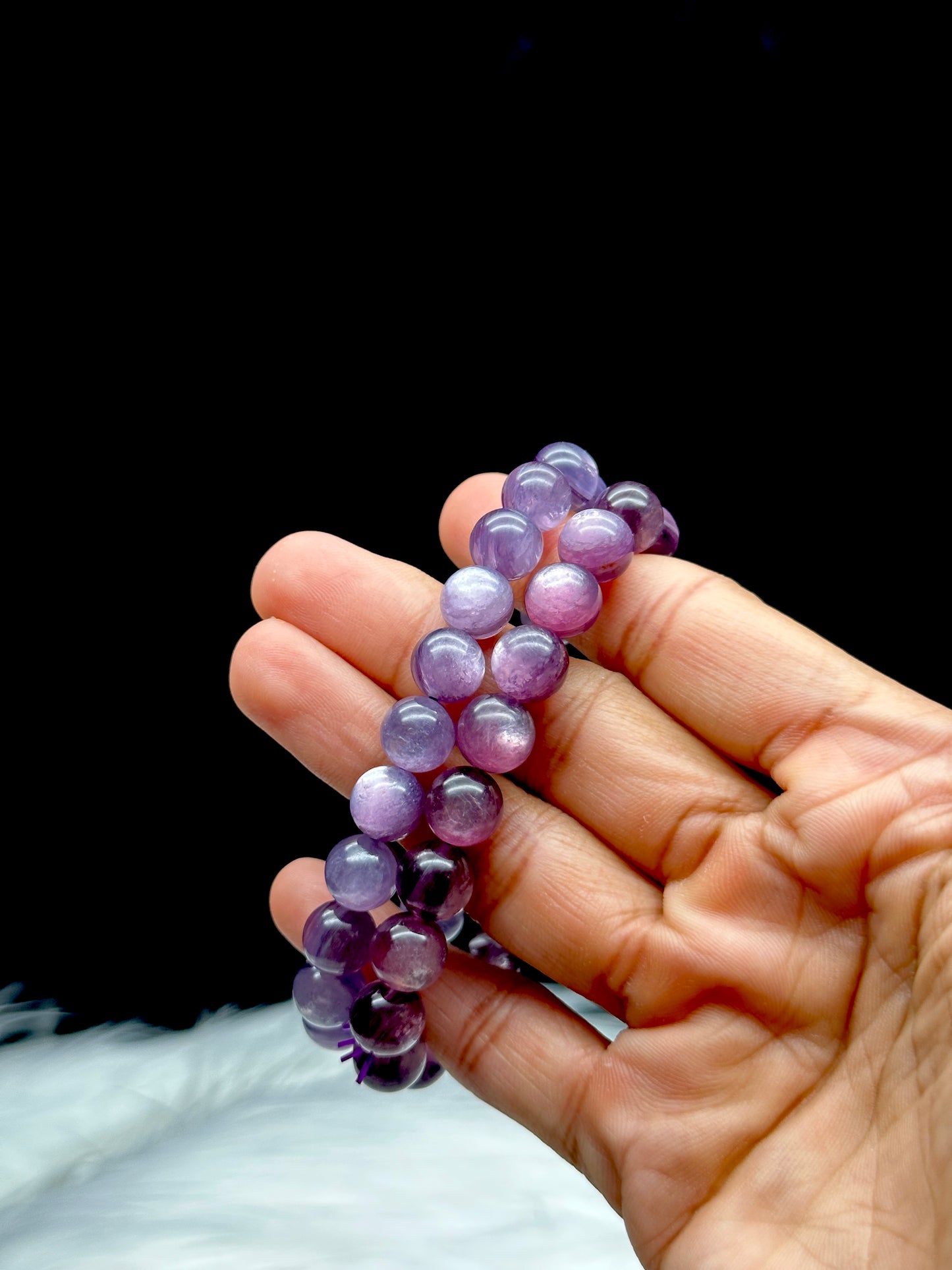 Gem Lepidolite Crystal Bracelet - 9.4 mm Bead Size