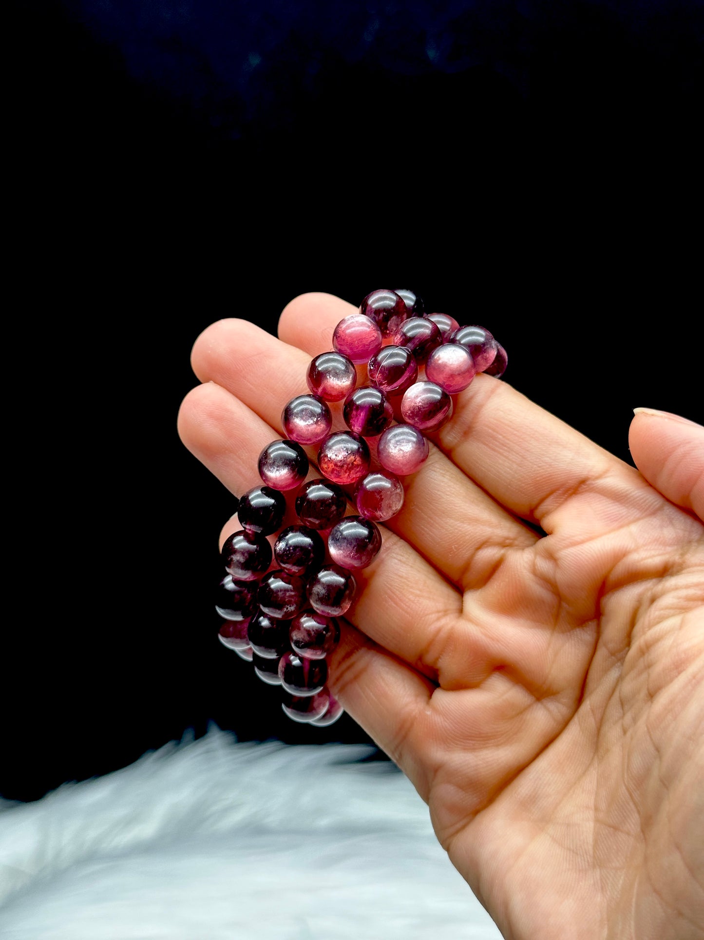 Natural Gemmy Lepidolite Crystal Bracelet - 9.3 mm bead size