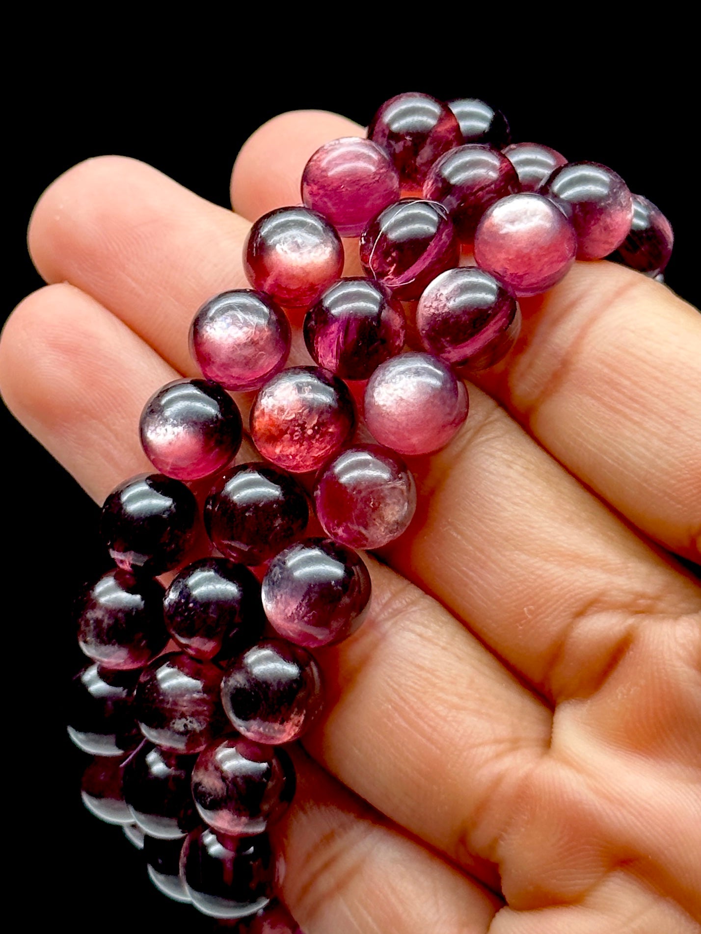 Natural Gemmy Lepidolite Crystal Bracelet - 9.3 mm bead size