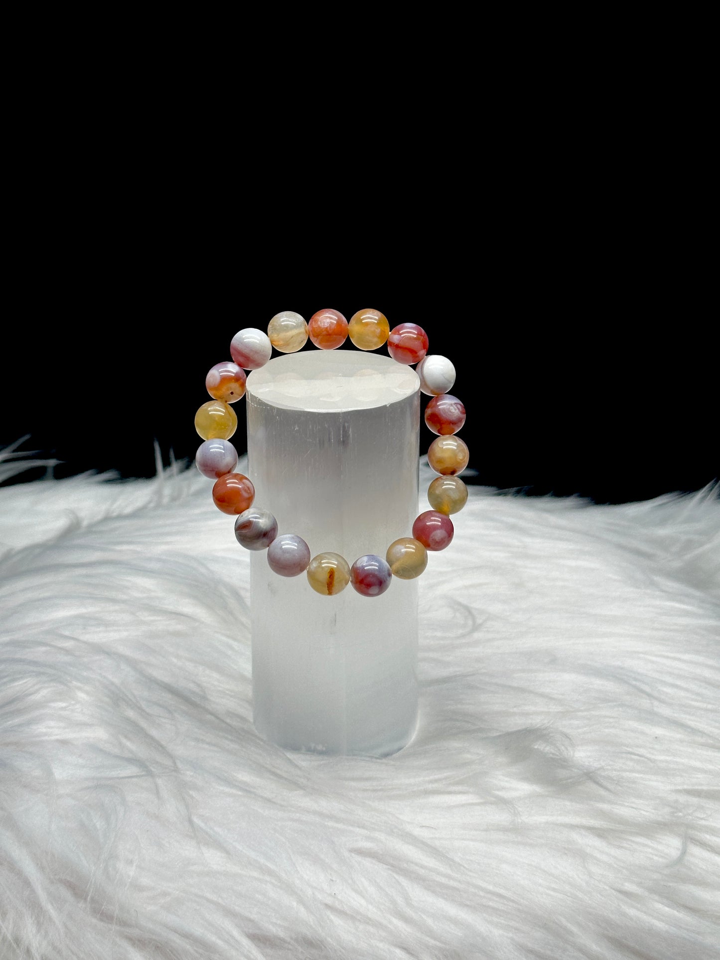 Candy Agate Crystal Bracelet for Healing Energy | 10mm Round Beads | Intuitively Selected for You