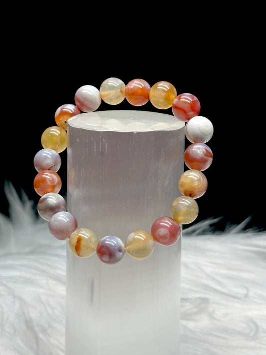 Candy Agate Crystal Bracelet for Healing Energy | 10mm Round Beads | Intuitively Selected for You