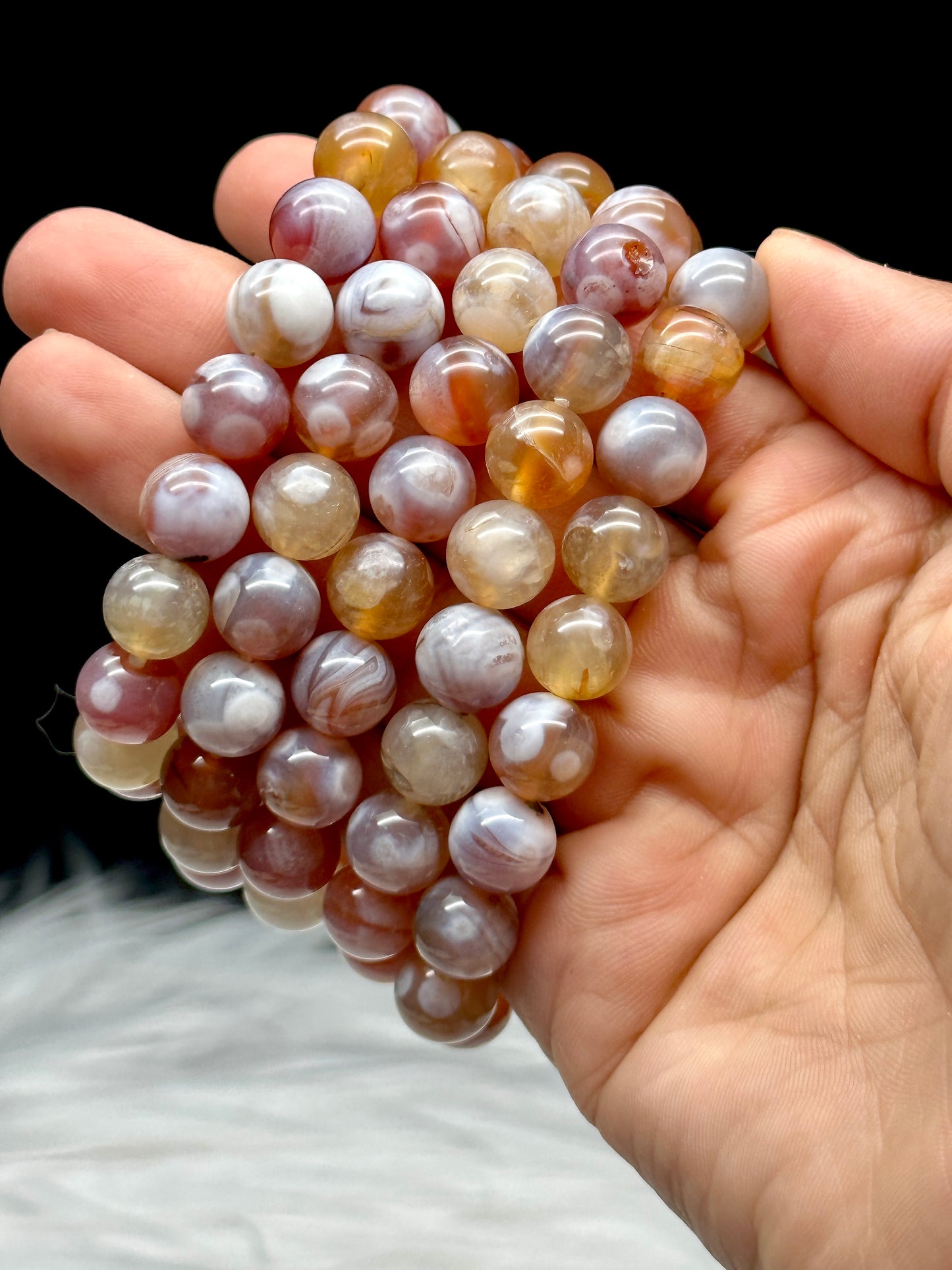 Candy Agate Crystal Bracelet for Healing Energy | 10mm Round Beads | Intuitively Selected for You