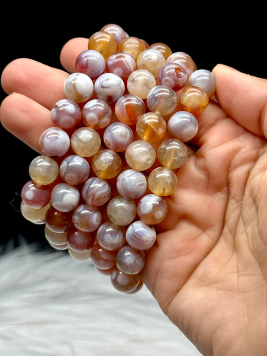 Candy Agate Crystal Bracelet for Healing Energy | 10mm Round Beads | Intuitively Selected for You