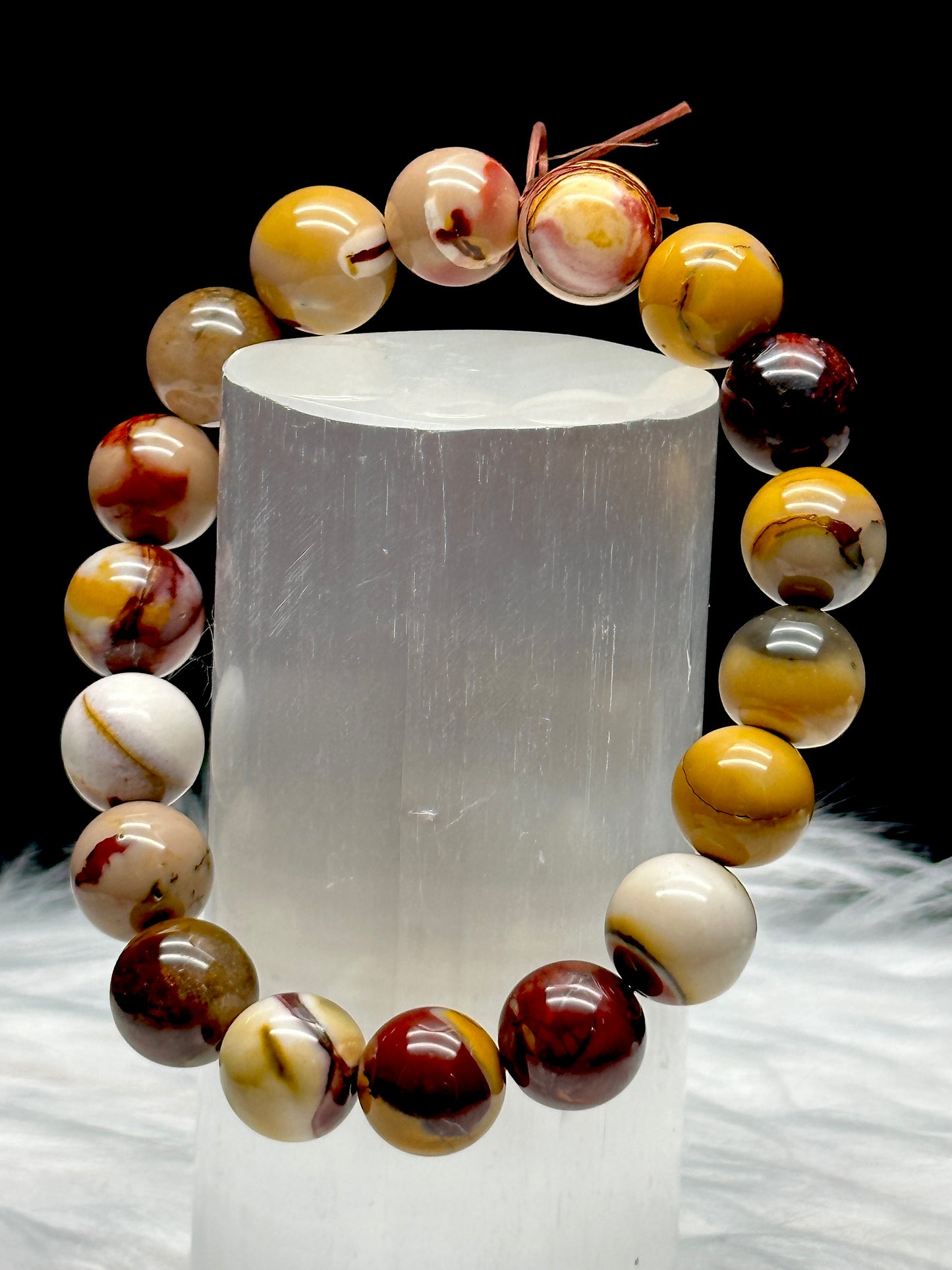 High-Quality Mookaite Jasper Crystal Bracelet - 13mm Beads for Healing and Harmony