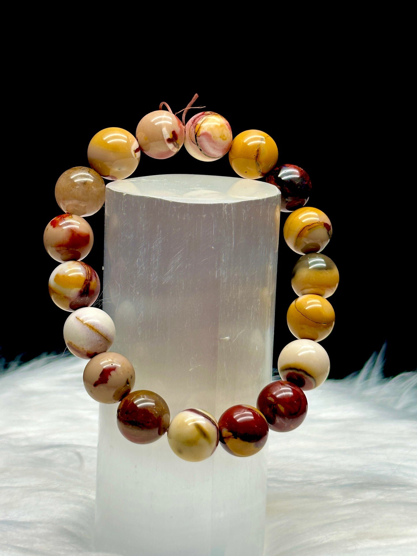 High-Quality Mookaite Jasper Crystal Bracelet - 13mm Beads for Healing and Harmony