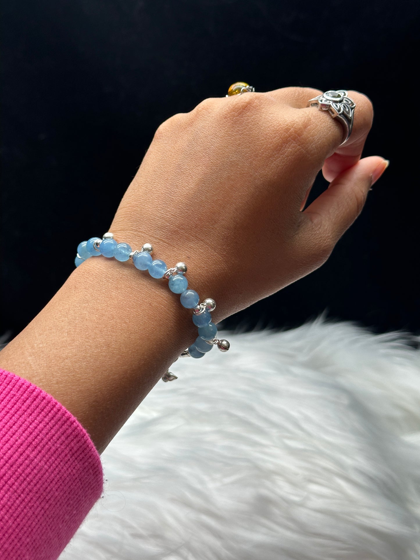 High-Quality Aquamarine Crystal Bracelet with Sterling Silver Butterfly Charms - Harness the Healing Energy