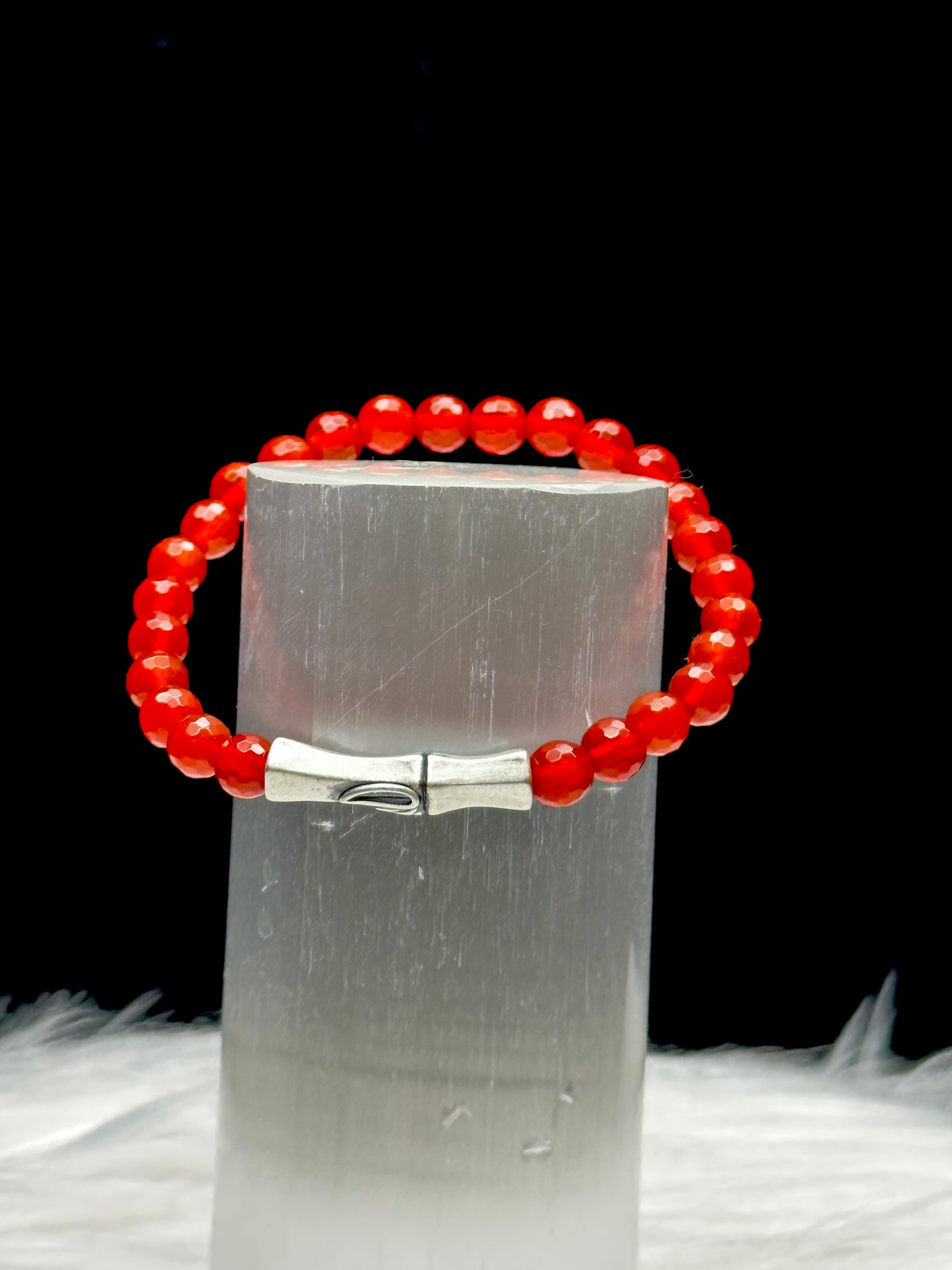 Radiant Carnelian Crystal Bracelet - 6mm Beads with Sterling Silver Accents, Infuse Your Aura with Healing Energy