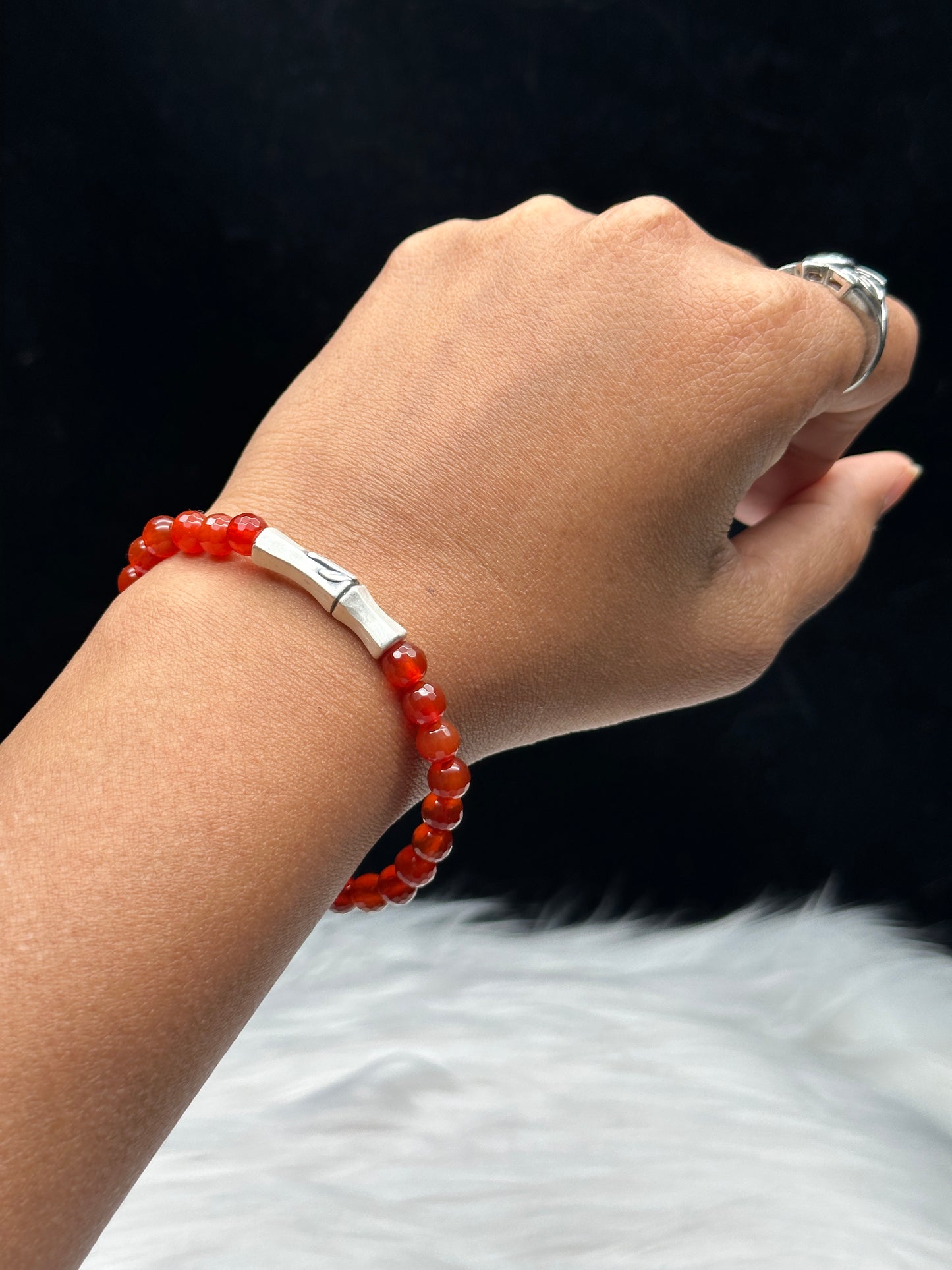 Radiant Carnelian Crystal Bracelet - 6mm Beads with Sterling Silver Accents, Infuse Your Aura with Healing Energy