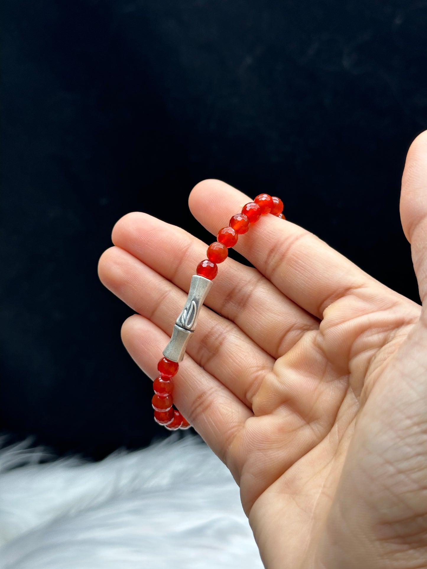 Radiant Carnelian Crystal Bracelet - 6mm Beads with Sterling Silver Accents, Infuse Your Aura with Healing Energy