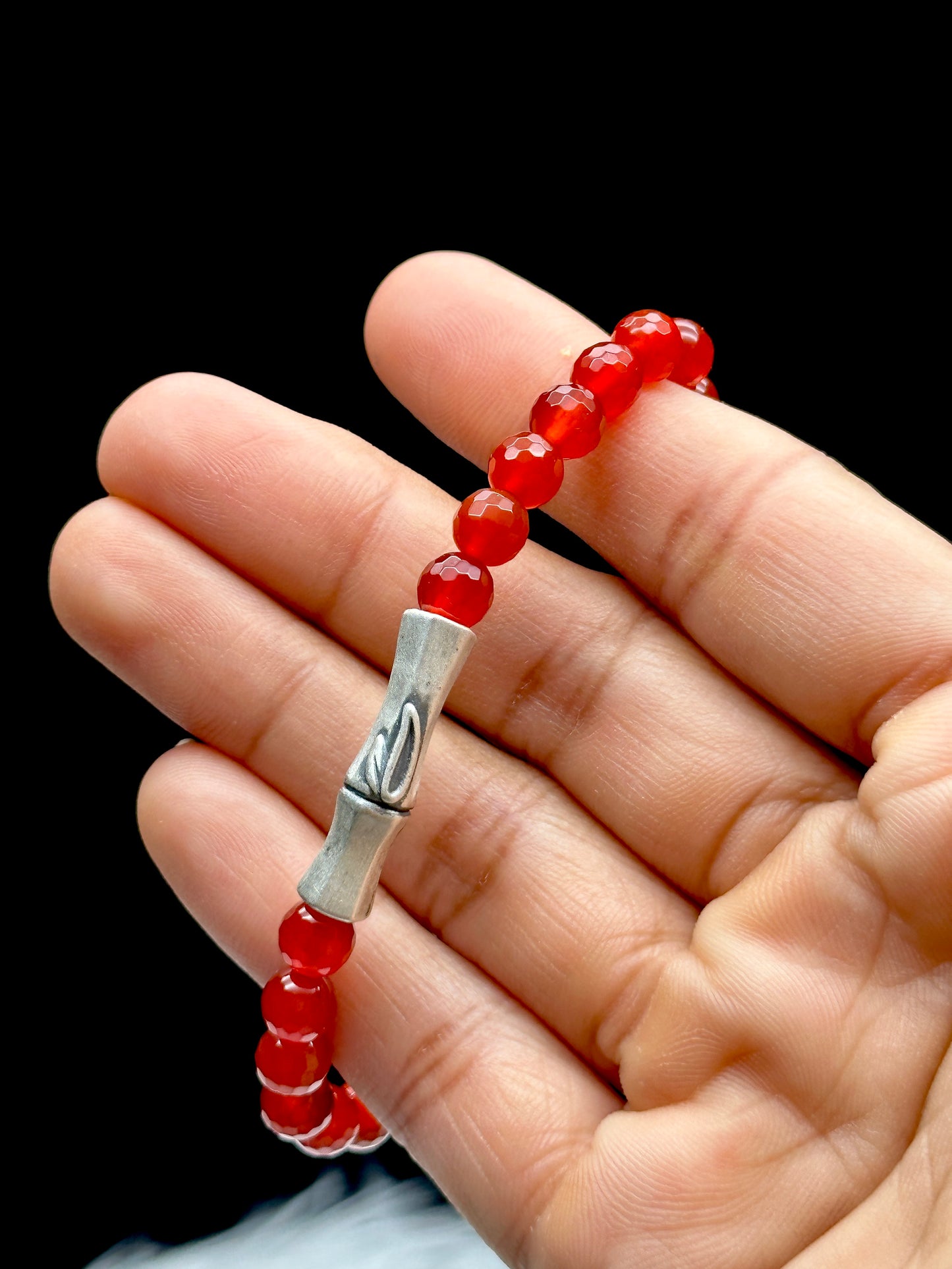 Radiant Carnelian Crystal Bracelet - 6mm Beads with Sterling Silver Accents, Infuse Your Aura with Healing Energy