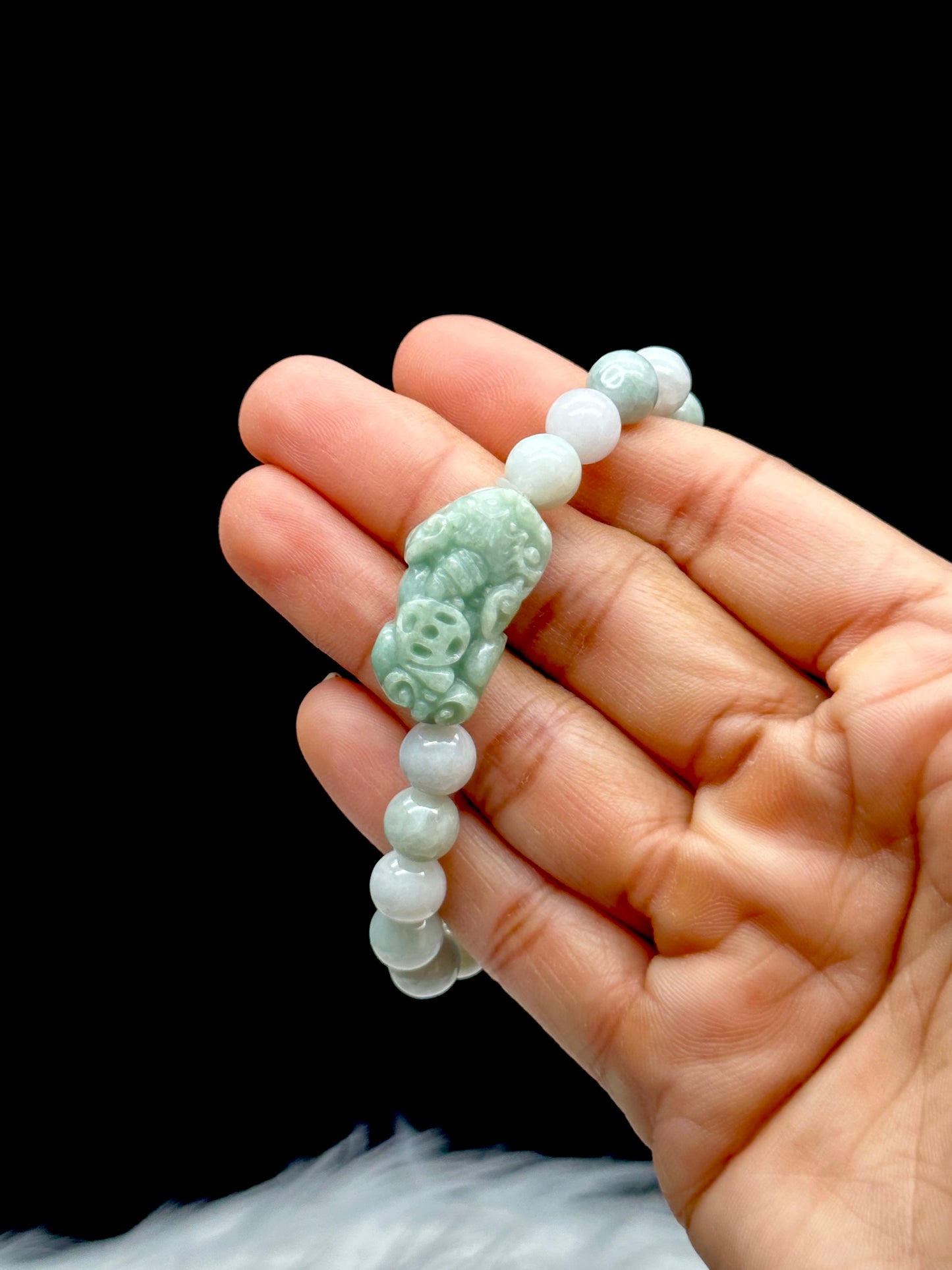 High-Quality Jade Pixiu Crystal Healing Stretch Bracelet - 8mm Bead Size