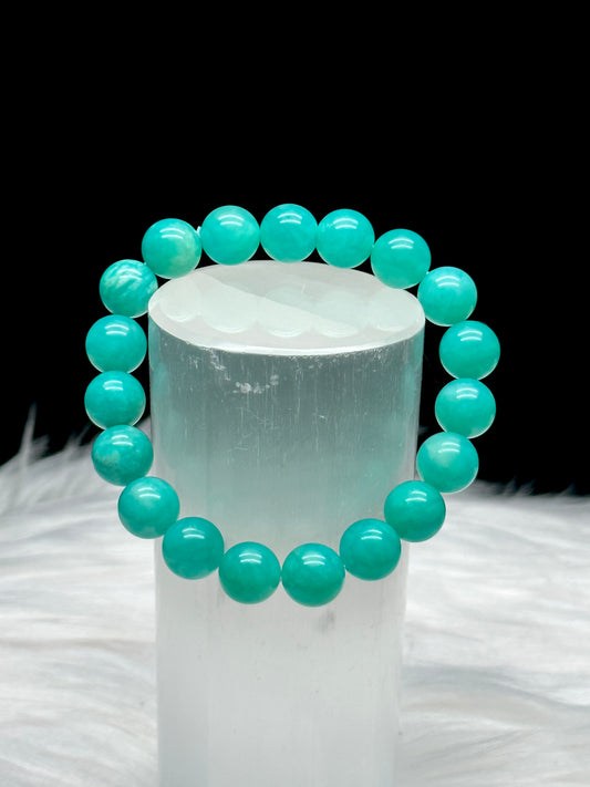 Serene Harmony: Highest Quality Amazonite Crystal Healing Stretch Bracelet - 8mm Bead Size