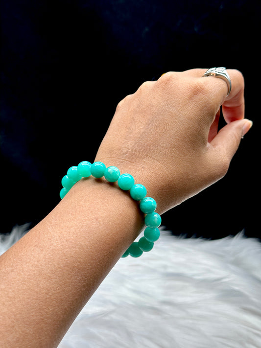 Serene Harmony: Highest Quality Amazonite Crystal Healing Stretch Bracelet - 8mm Bead Size