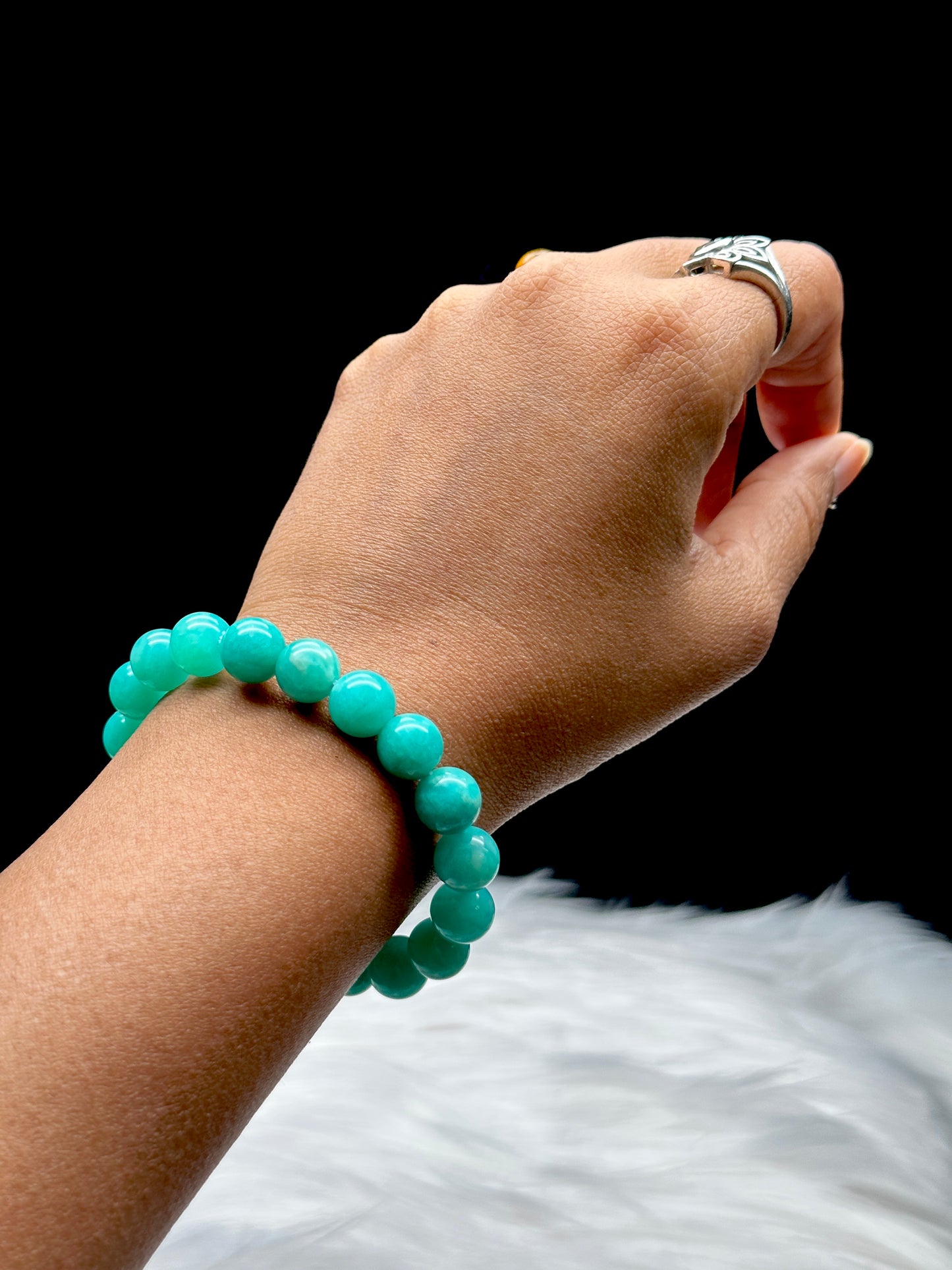 Serene Harmony: Highest Quality Amazonite Crystal Healing Stretch Bracelet - 8mm Bead Size