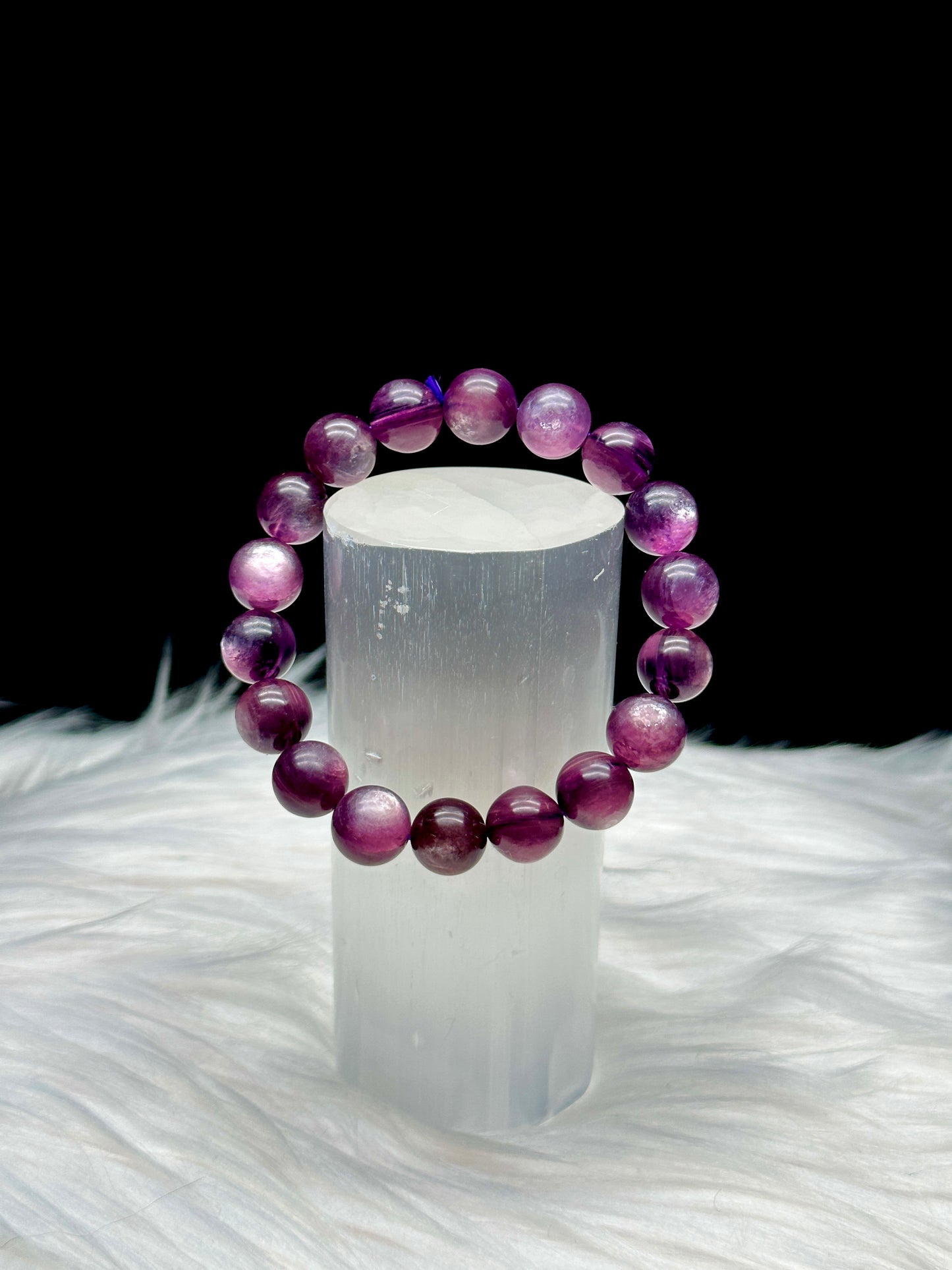 Premium Lepidolite Crystal Healing Bracelet - Highest Quality, 12mm Beads, 38g - Unveil the Magic Within