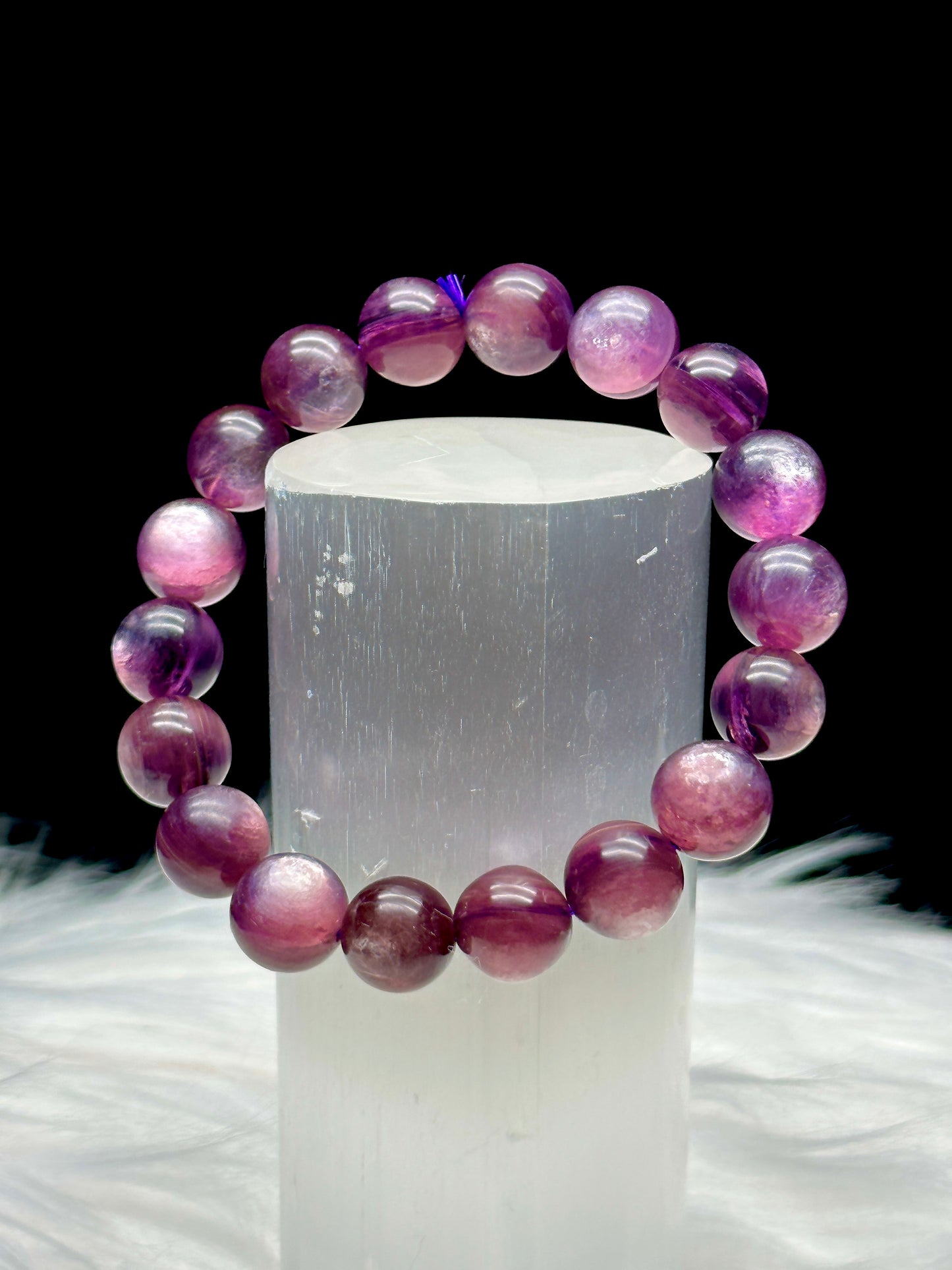 Premium Lepidolite Crystal Healing Bracelet - Highest Quality, 12mm Beads, 38g - Unveil the Magic Within