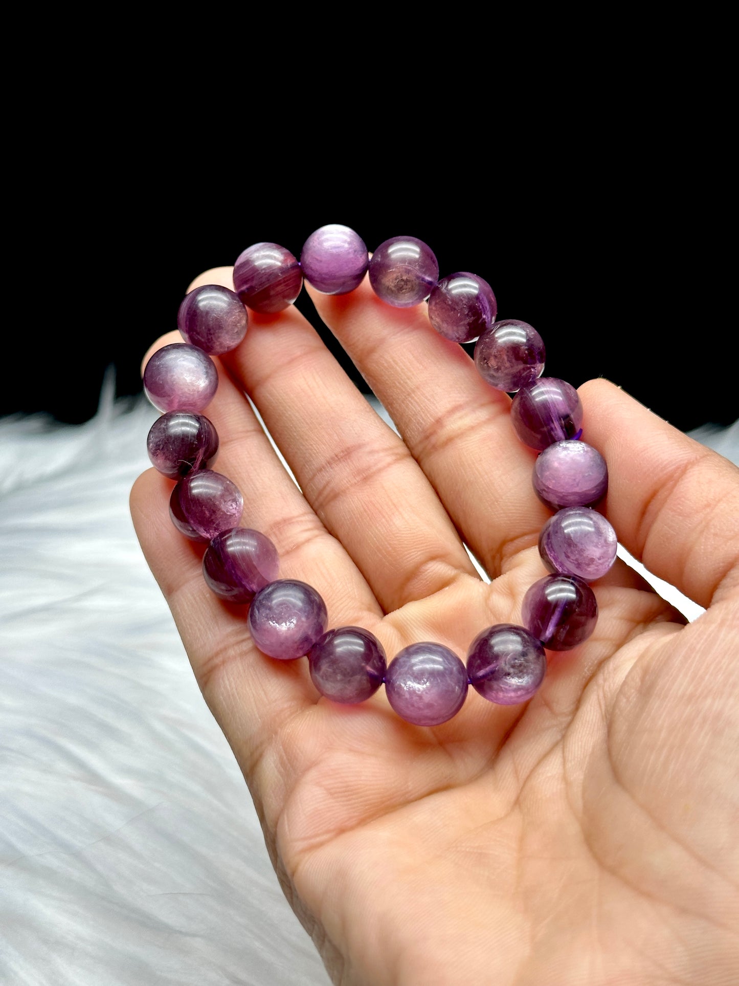 Premium Lepidolite Crystal Healing Bracelet - Highest Quality, 12mm Beads, 38g - Unveil the Magic Within