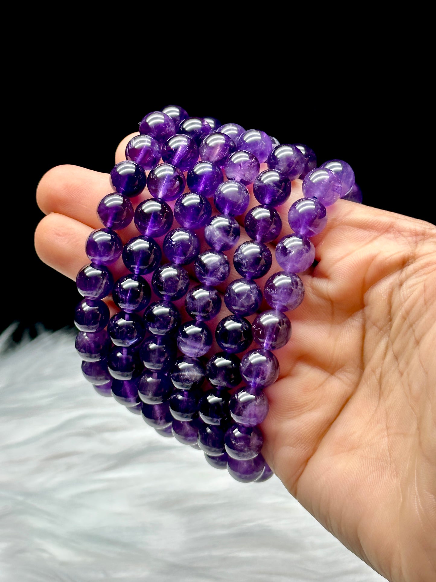 Genuine Amethyst Crystal Healing Stretch Bracelet - 8.2mm Beads, Top-Quality Elegance