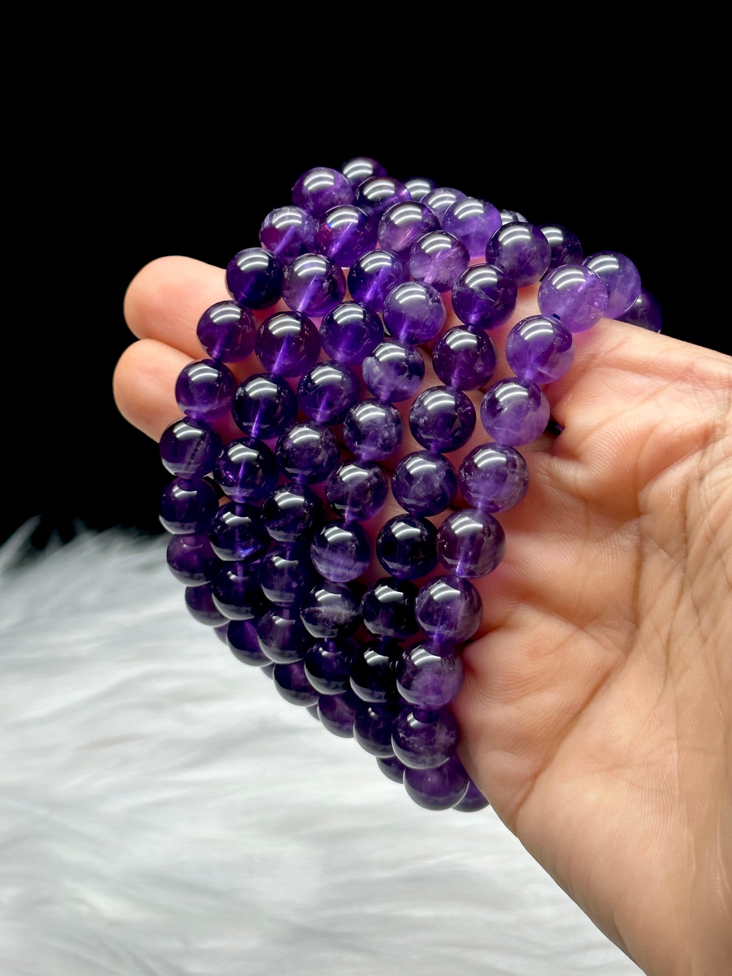 Genuine Amethyst Crystal Healing Stretch Bracelet - 8.2mm Beads, Top-Quality Elegance