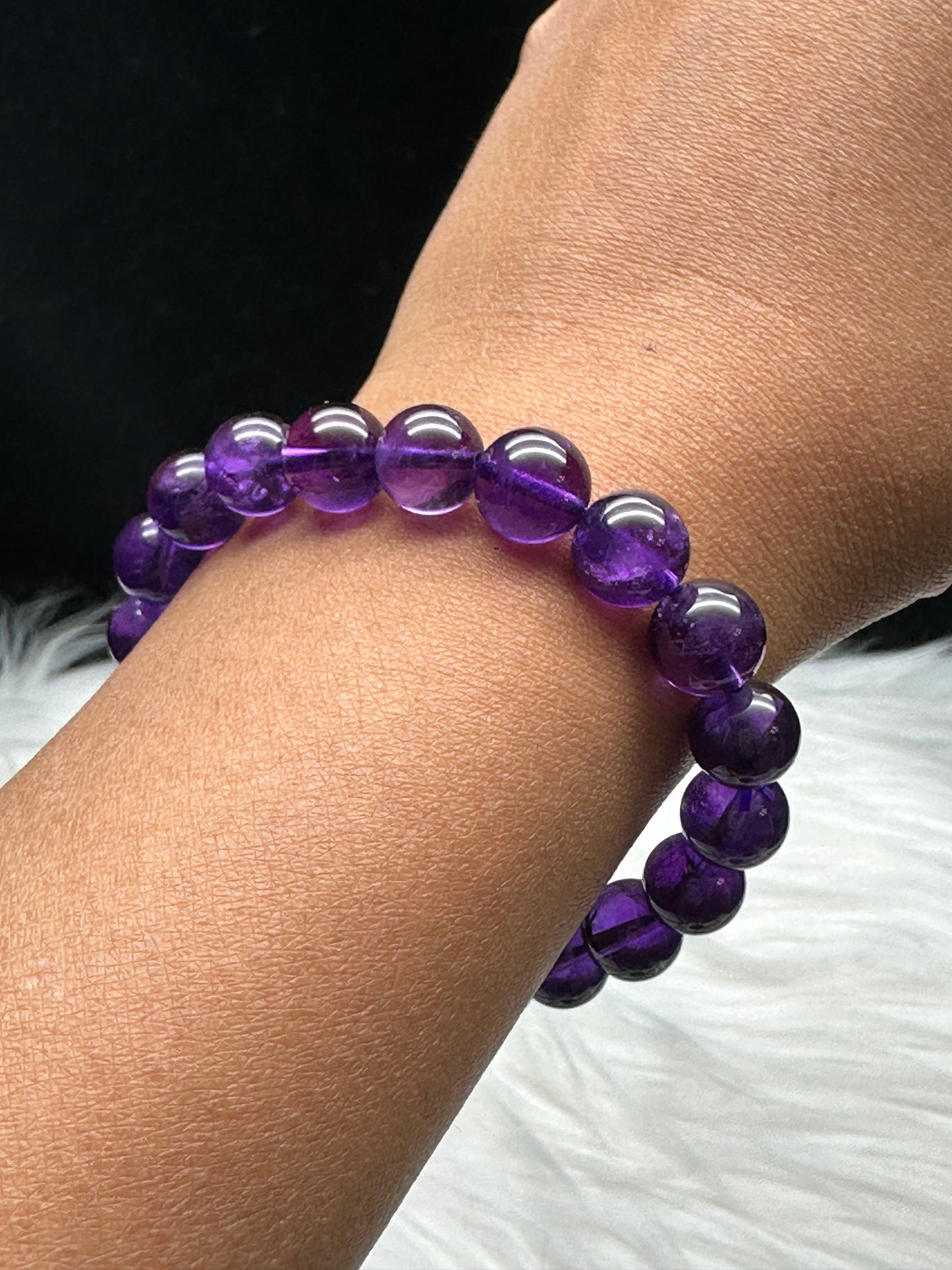 Genuine Amethyst Crystal Healing Stretch Bracelet - 8.2mm Beads, Top-Quality Elegance