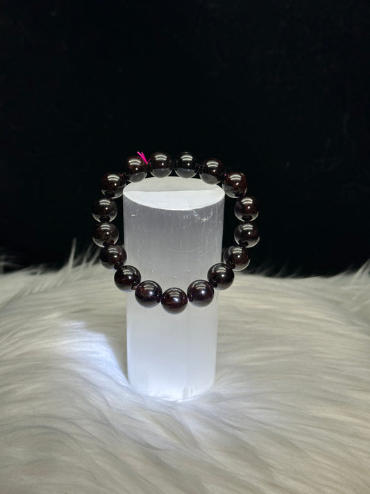 12mm Dark Red Garnet Crystal Healing Bracelet - Top-Quality Gemstones