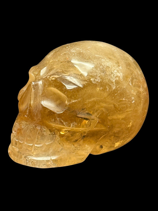 Super High Quality Citrine Crystal Skull – 2.6 Inches, Golden Honey Color with Rainbow Inclusion
