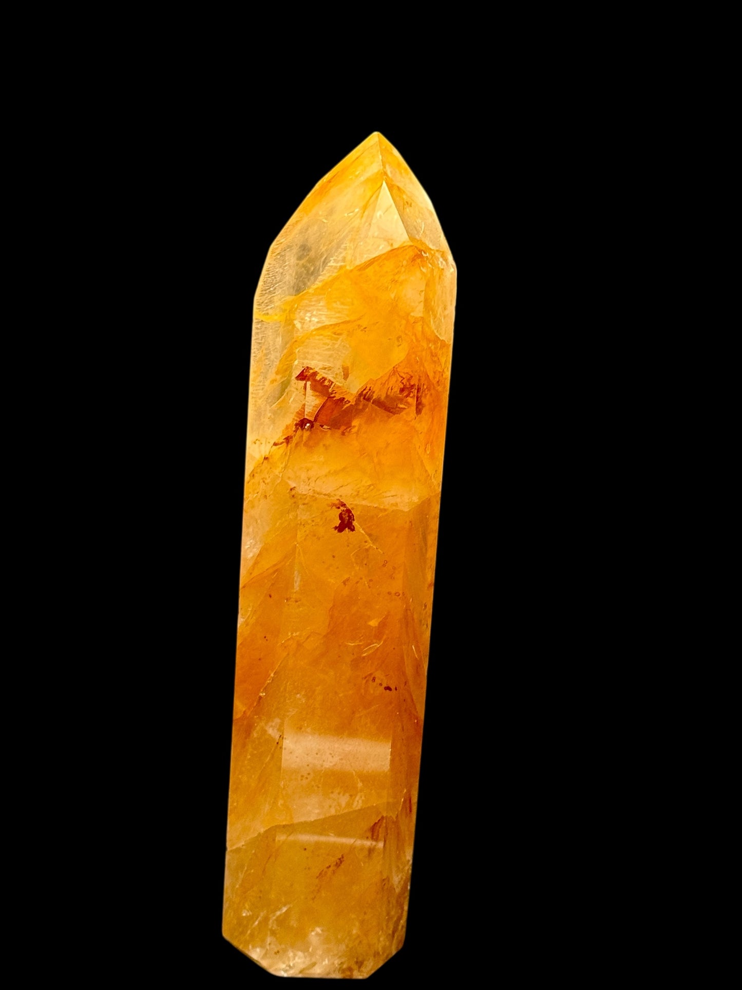 Golden Healer Crystal Tower – 8-Inch Polished Point with Iron Butterfly Inclusion, 557g