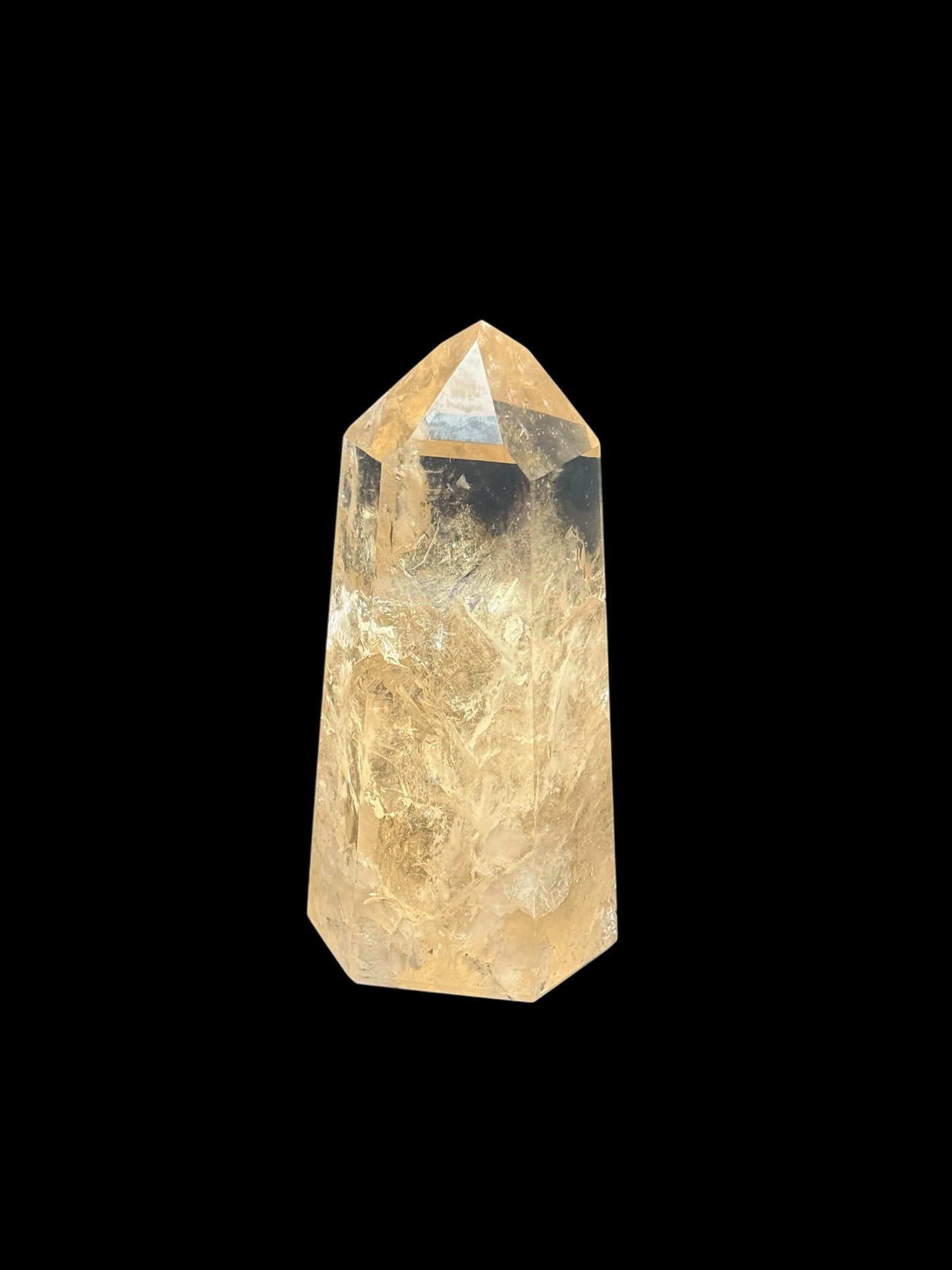AAA Grade Large Citrine Crystal Point Tower – 6.3 Inches Tall, 841g, Natural Rainbow Inclusions