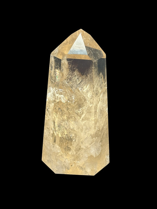AAA Grade Large Citrine Crystal Point Tower – 6.3 Inches Tall, 841g, Natural Rainbow Inclusions