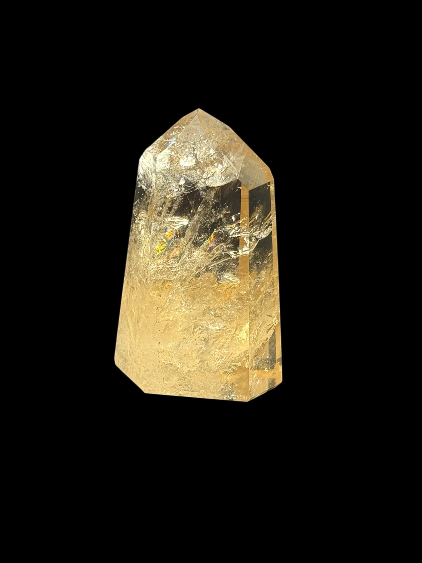 AAA Grade Rainbow-Filled Citrine Crystal Point Tower – 358g, 4.5 Inches