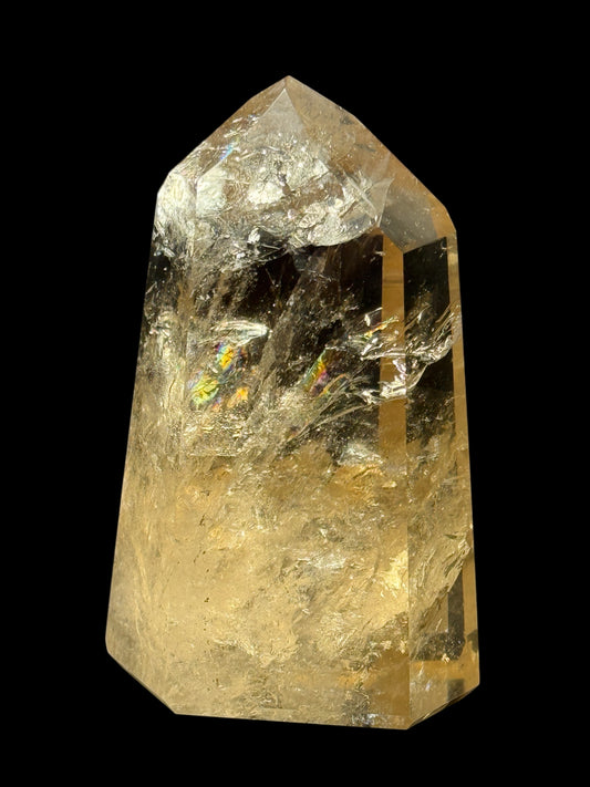 AAA Grade Rainbow-Filled Citrine Crystal Point Tower – 358g, 4.5 Inches