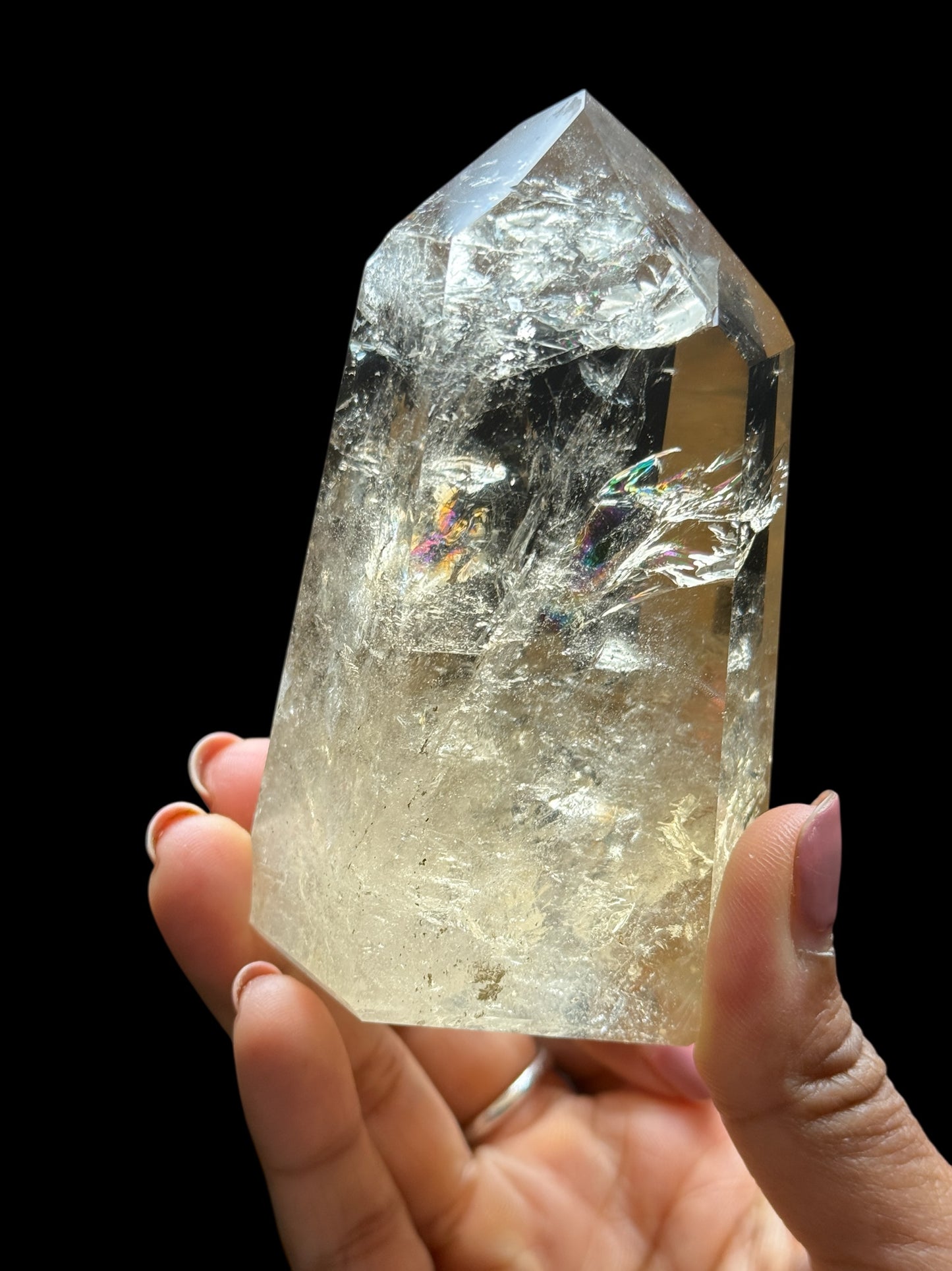 AAA Grade Rainbow-Filled Citrine Crystal Point Tower – 358g, 4.5 Inches