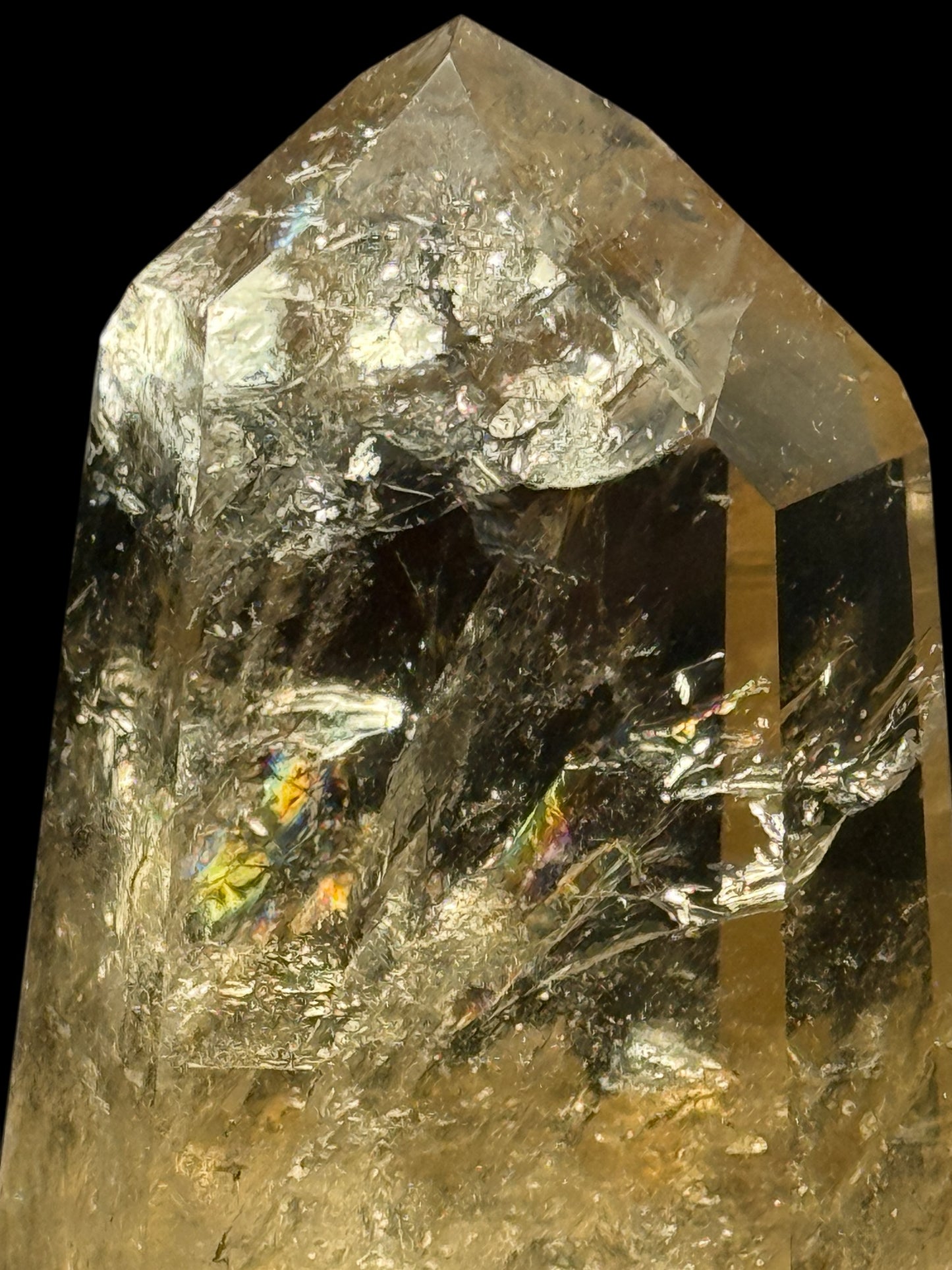 AAA Grade Rainbow-Filled Citrine Crystal Point Tower – 358g, 4.5 Inches