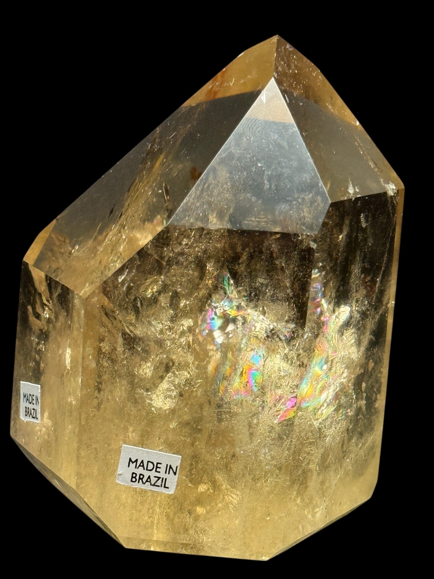 Rare AAA Grade Citrine Crystal Point with Lepidolite Inclusions and Rainbows – 414g, 3.8 Inches