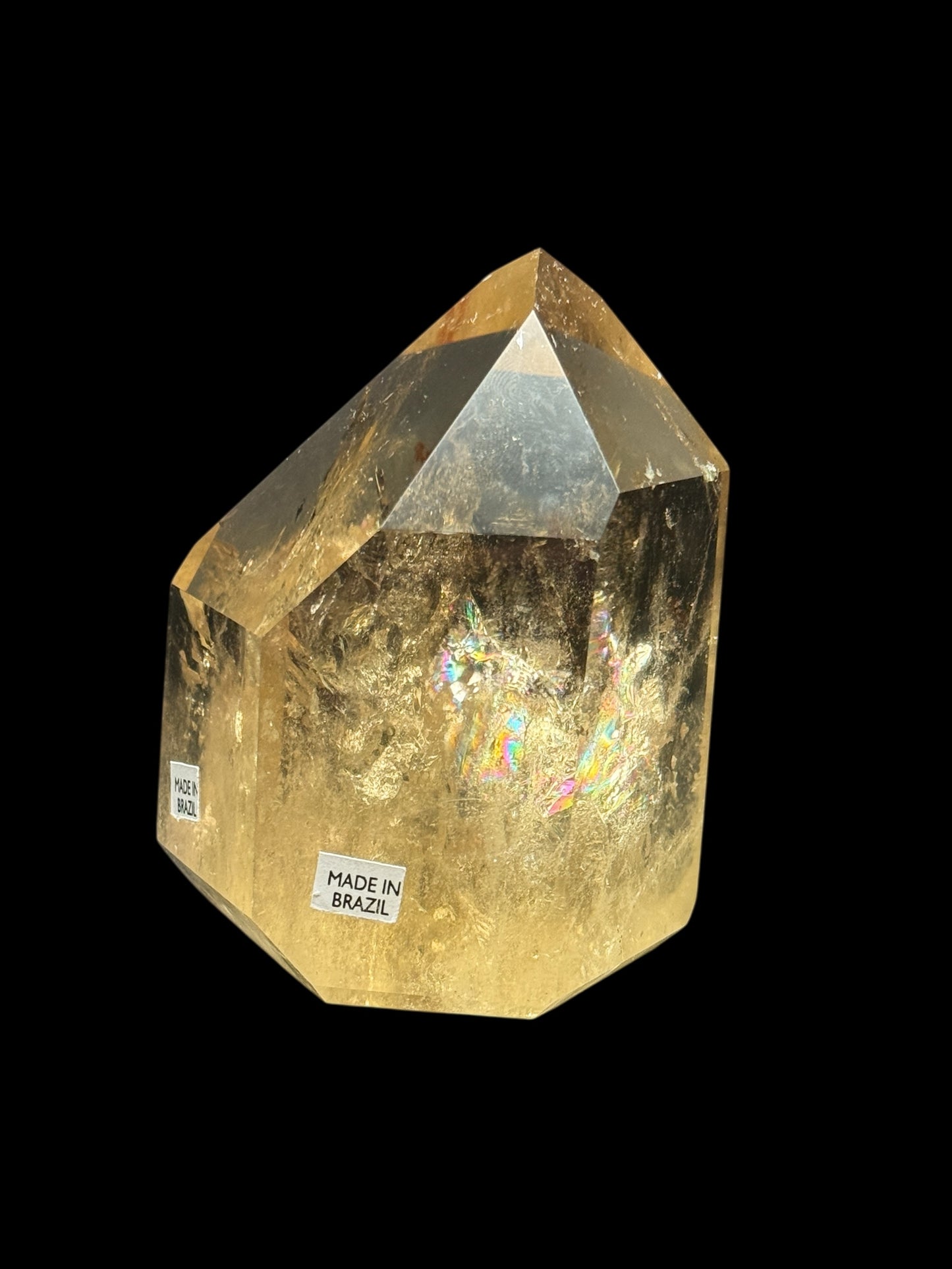 Rare AAA Grade Citrine Crystal Point with Lepidolite Inclusions and Rainbows – 414g, 3.8 Inches