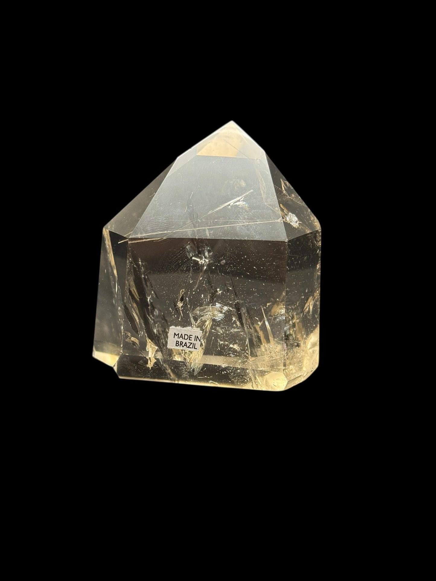 High-Quality Rutilated Citrine Crystal Point – 3.8” Tall, 328g, Silver Rutiles, Great Clarity